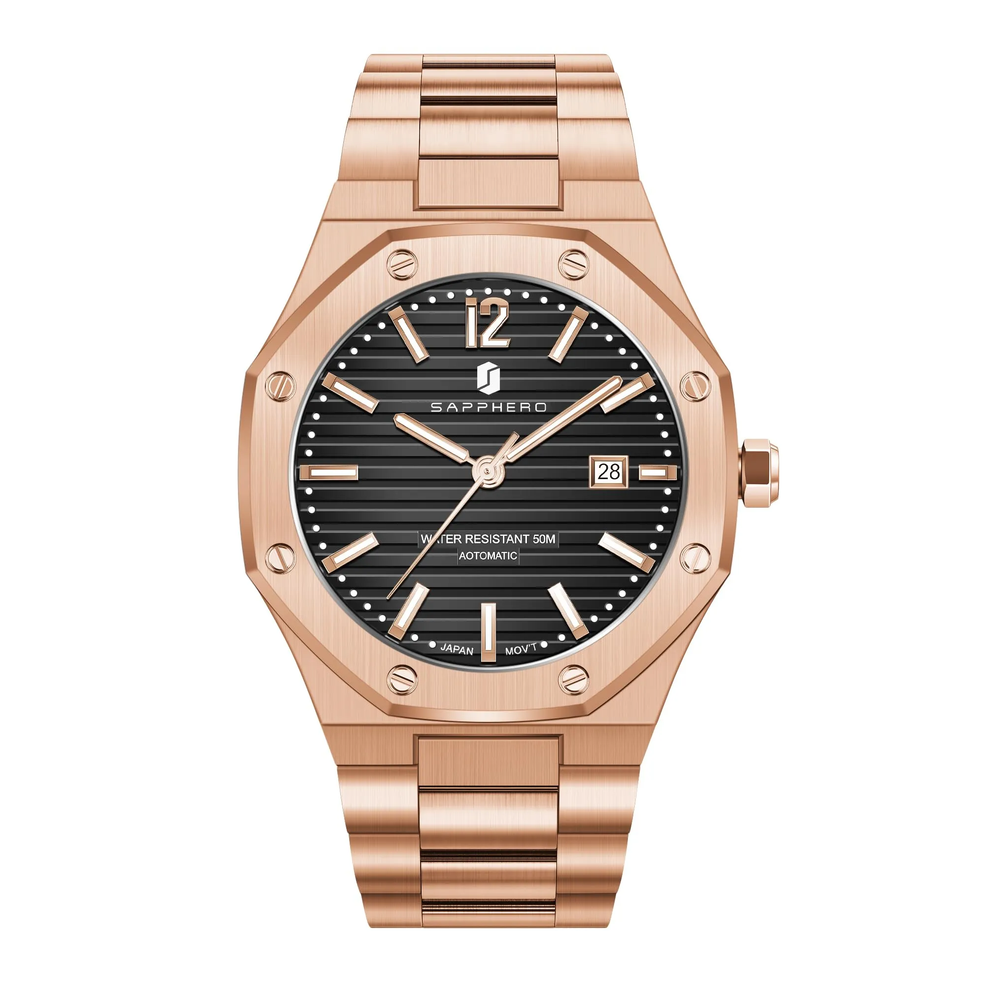 SAPPHERO Orologio da uomo analogico al quarzo cronografo in acciaio inossidabile impermeabile 50m con calendario - immagine 1