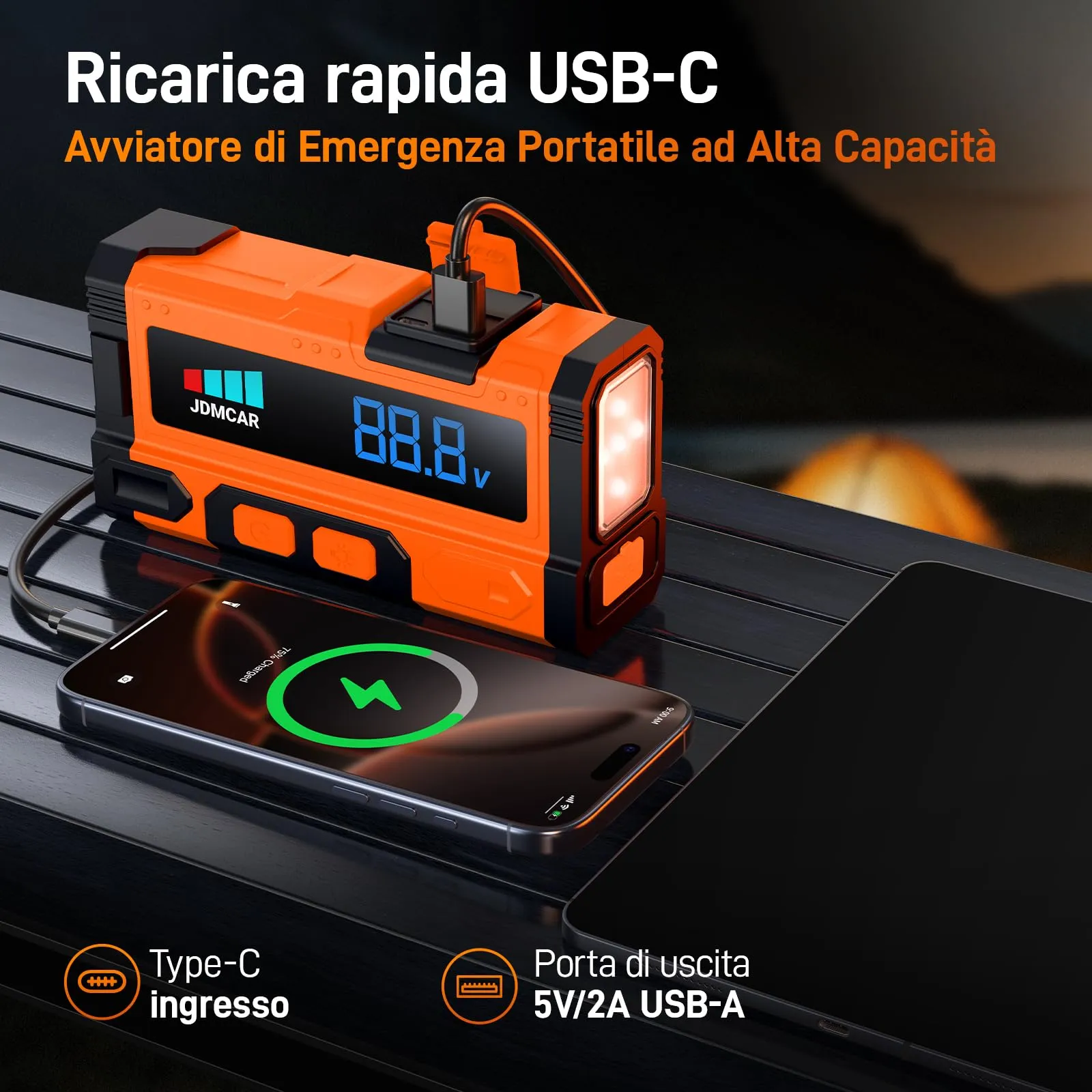 JDMCAR 11000A Booster Avviamento Auto - Avviatore Batteria Auto - immagine 4