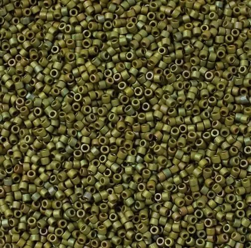 Miyuki Delica Seed Beads 11/0, Matte Metallic Lt Yellow Green AB (#DB0372), 5g, Glass - immagine 1