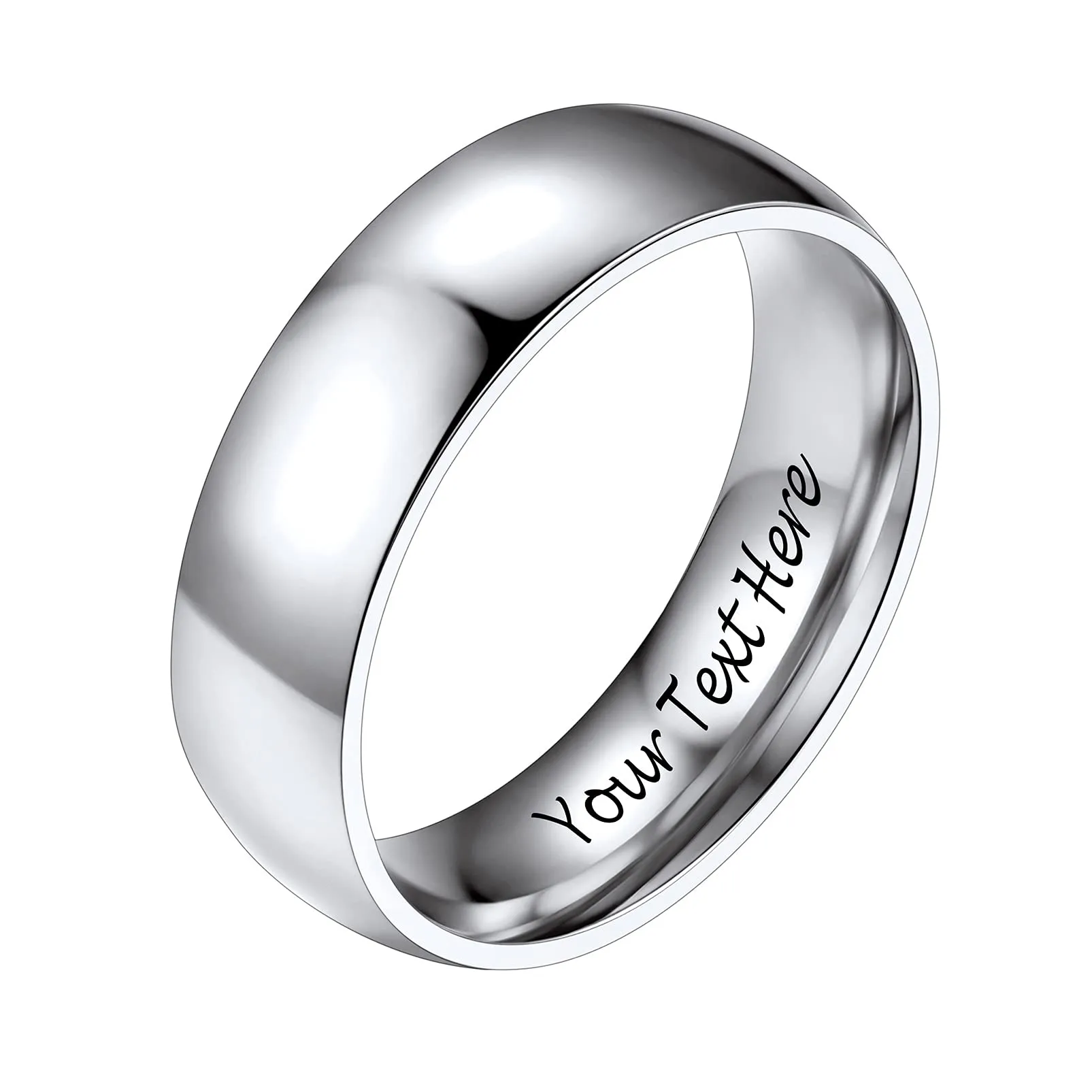 PROSTEEL Anello Personalizzato in Acciaio Inossidabile 6mm Taglia 17 Argento - immagine 1