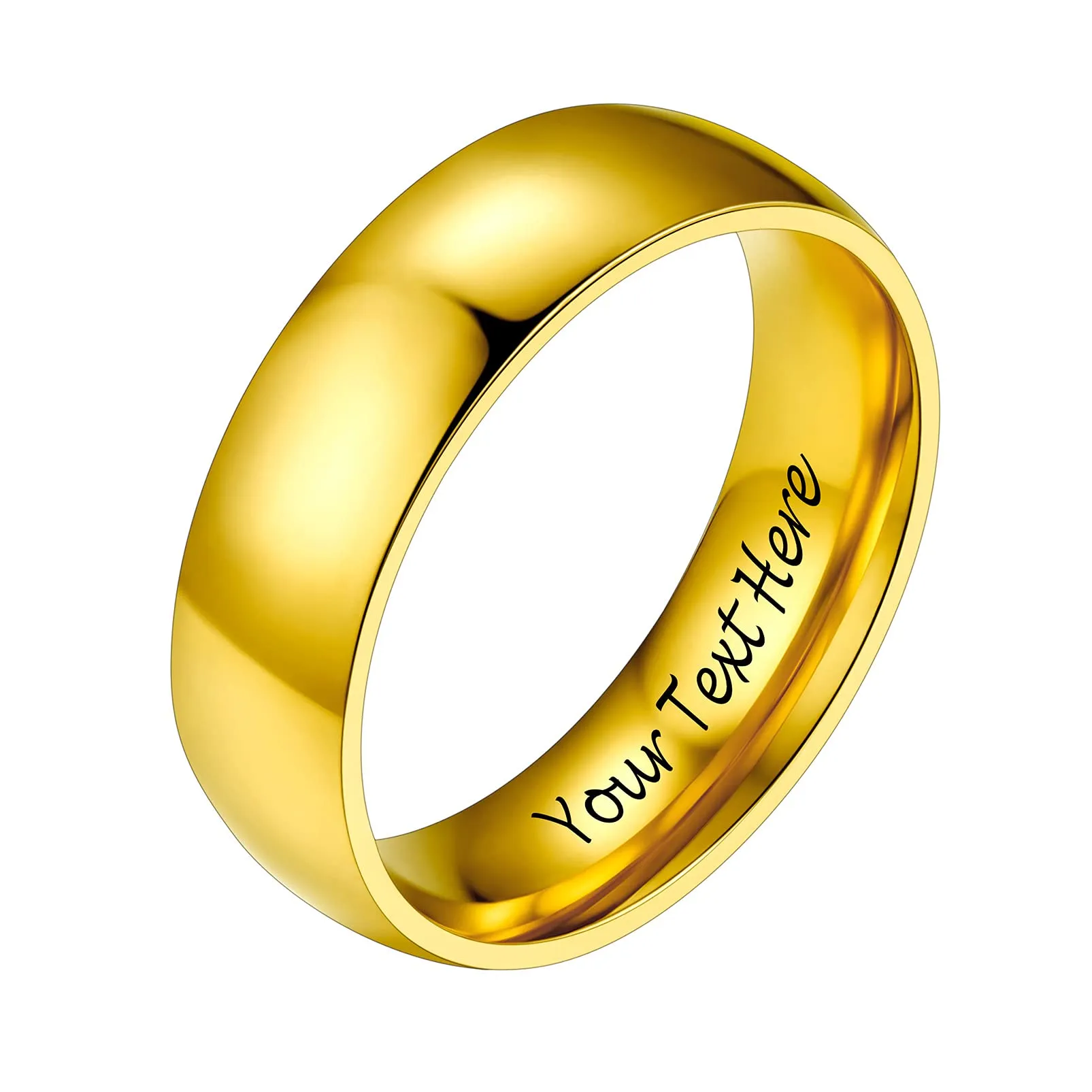 PROSTEEL Anello a Fascia Personalizzabile in Acciaio Inossidabile Oro, Misura 09 - immagine 1