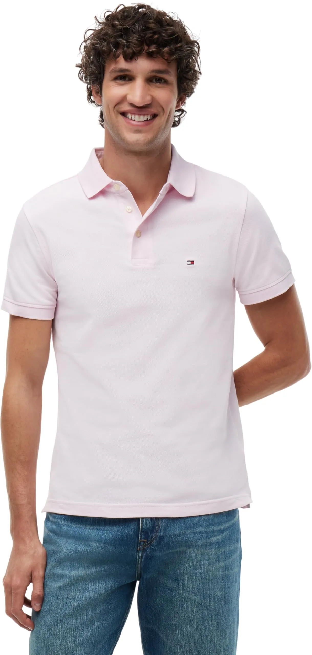 Tommy Hilfiger 1985 Slim Fit Polo Shirt, Light Pink, XXL - immagine 1