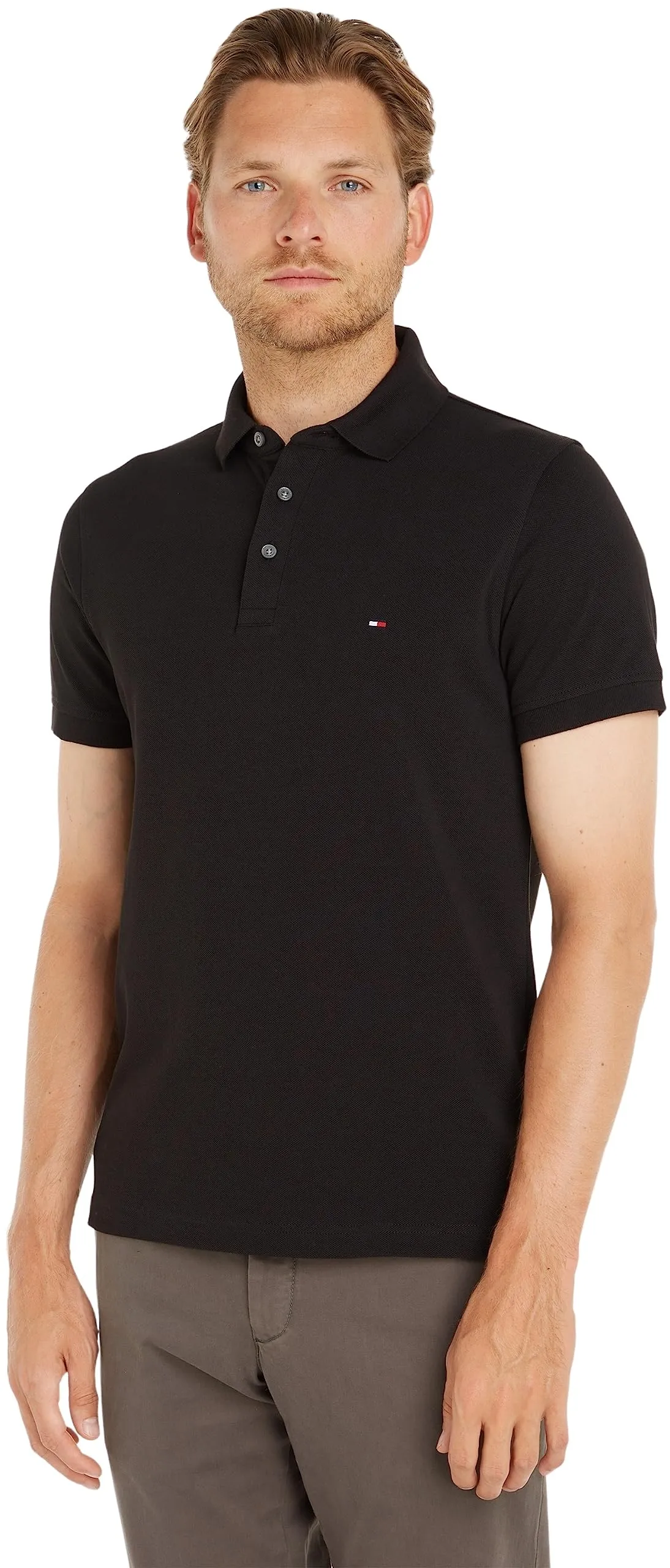 Tommy Hilfiger Polo Maniche Corte Uomo 1985 Slim Fit, Nero, XXL - immagine 1