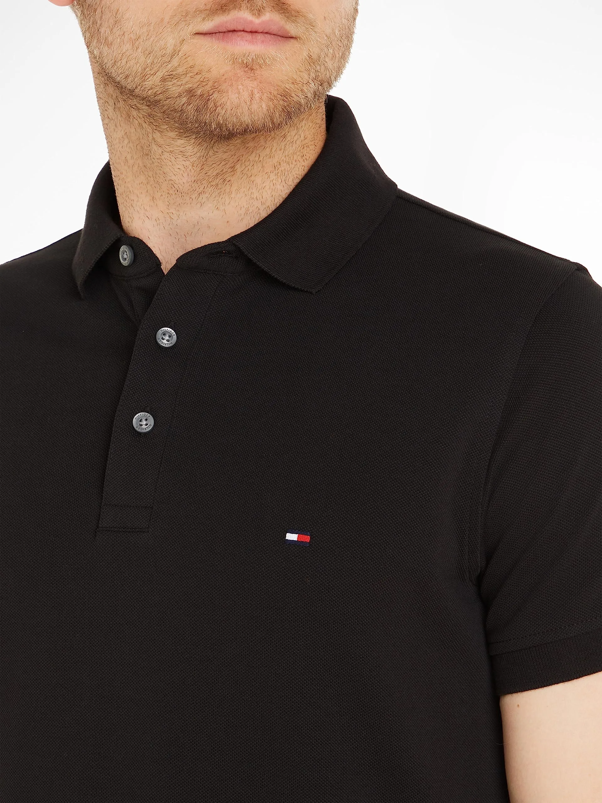 Tommy Hilfiger 1985 Slim Fit Polo Shirt Men, Nero (Black), L - immagine 3
