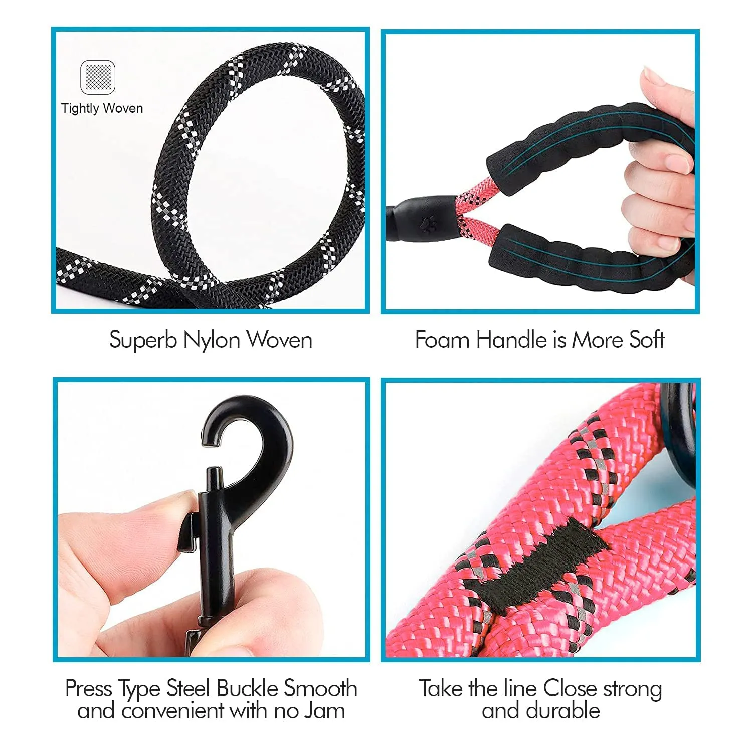 Edipets Guinzaglio per Cani Riflettente con Impugnatura Imbottita, 1.2 m, Rosa - immagine 5