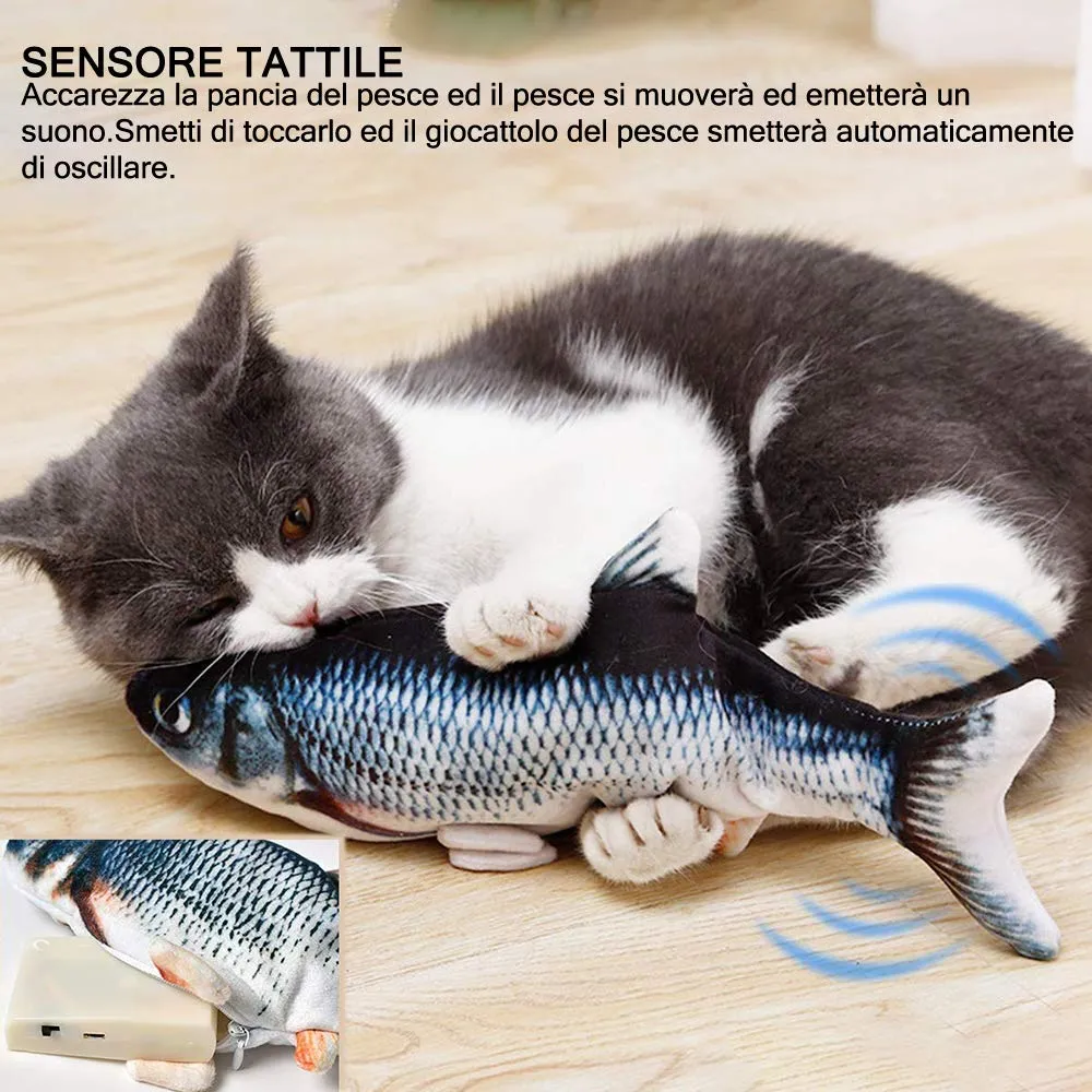 Nepfaivy Giocattolo Interattivo per Gatti, Pesce Elettrico con Erba Gatta, Modello Carpa - immagine 2