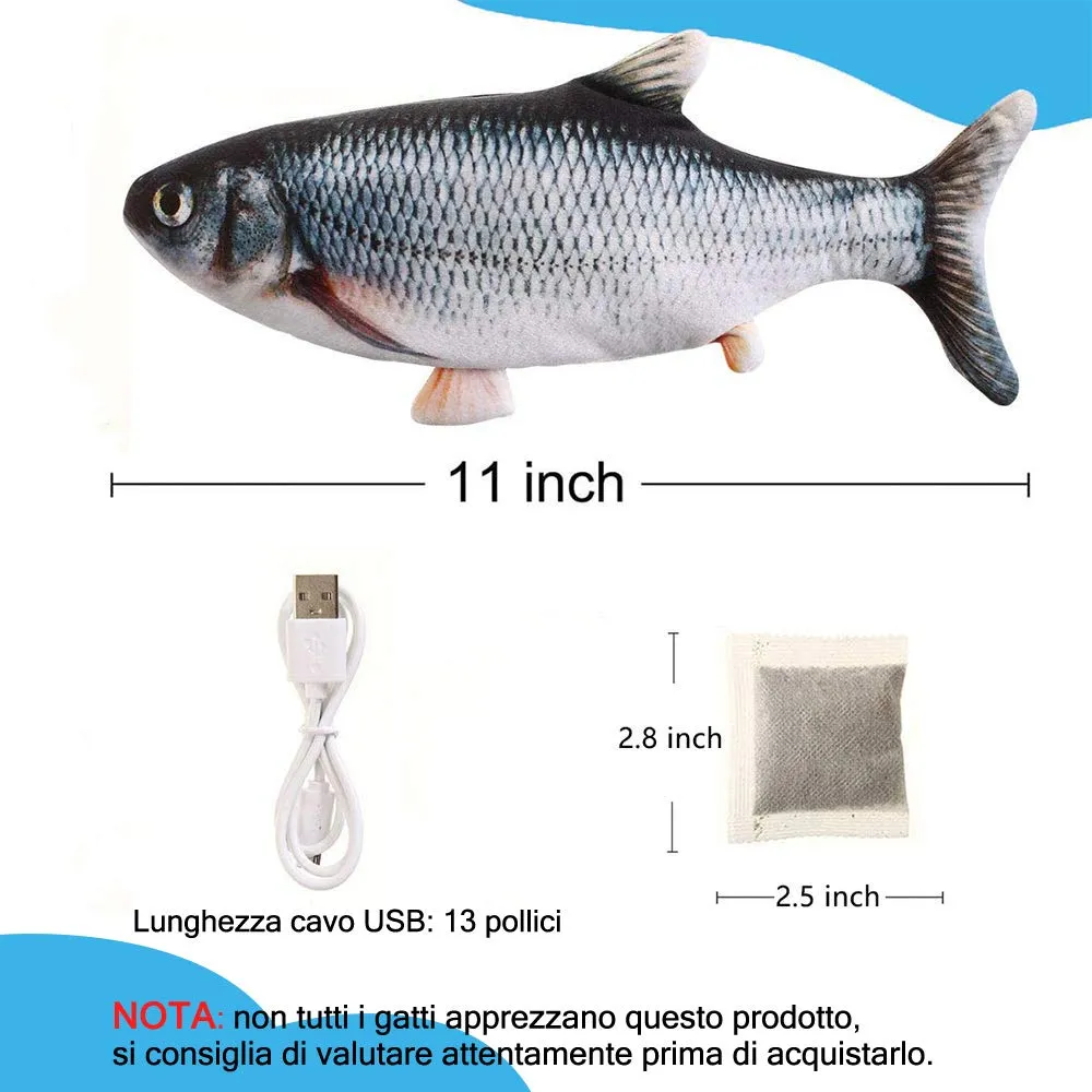 Nepfaivy Giocattolo Interattivo per Gatti, Pesce Elettrico con Erba Gatta, Modello Carpa - immagine 6