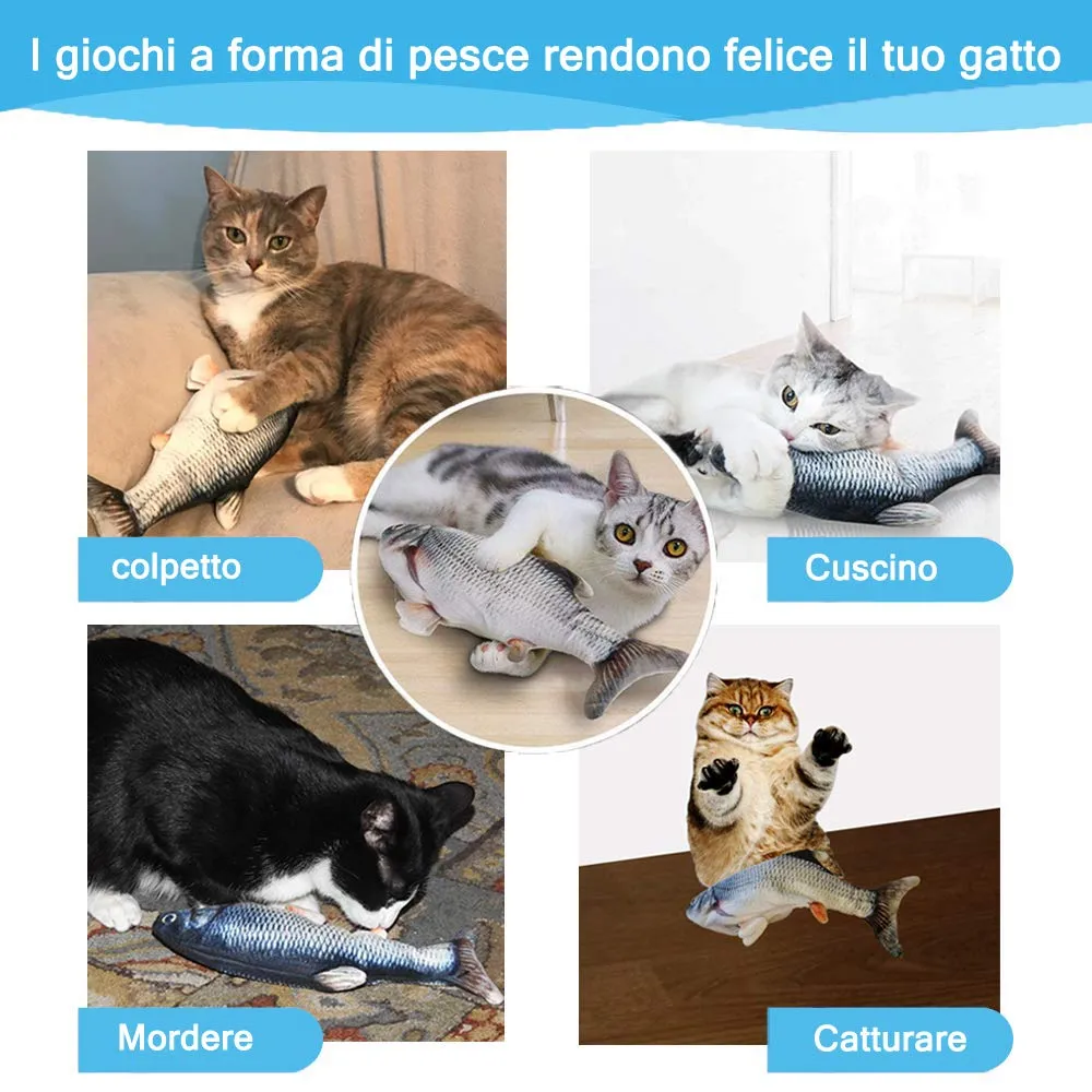 Nepfaivy Giocattolo Interattivo per Gatti, Pesce Elettrico con Erba Gatta, Modello Carpa - immagine 7