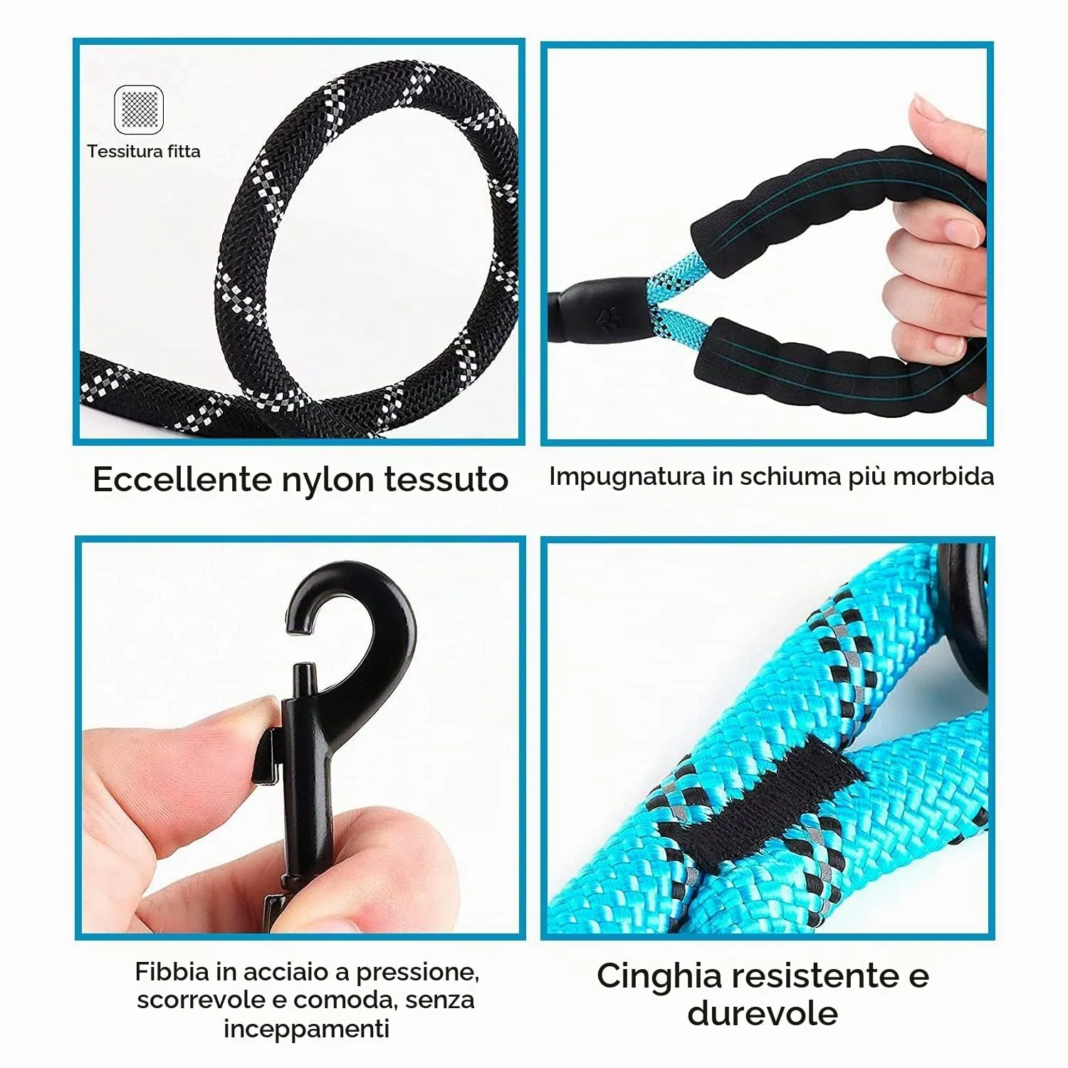 Edipets Guinzaglio per Cani Riflettente con Impugnatura Imbottita, 2.2 m, Blu - immagine 5