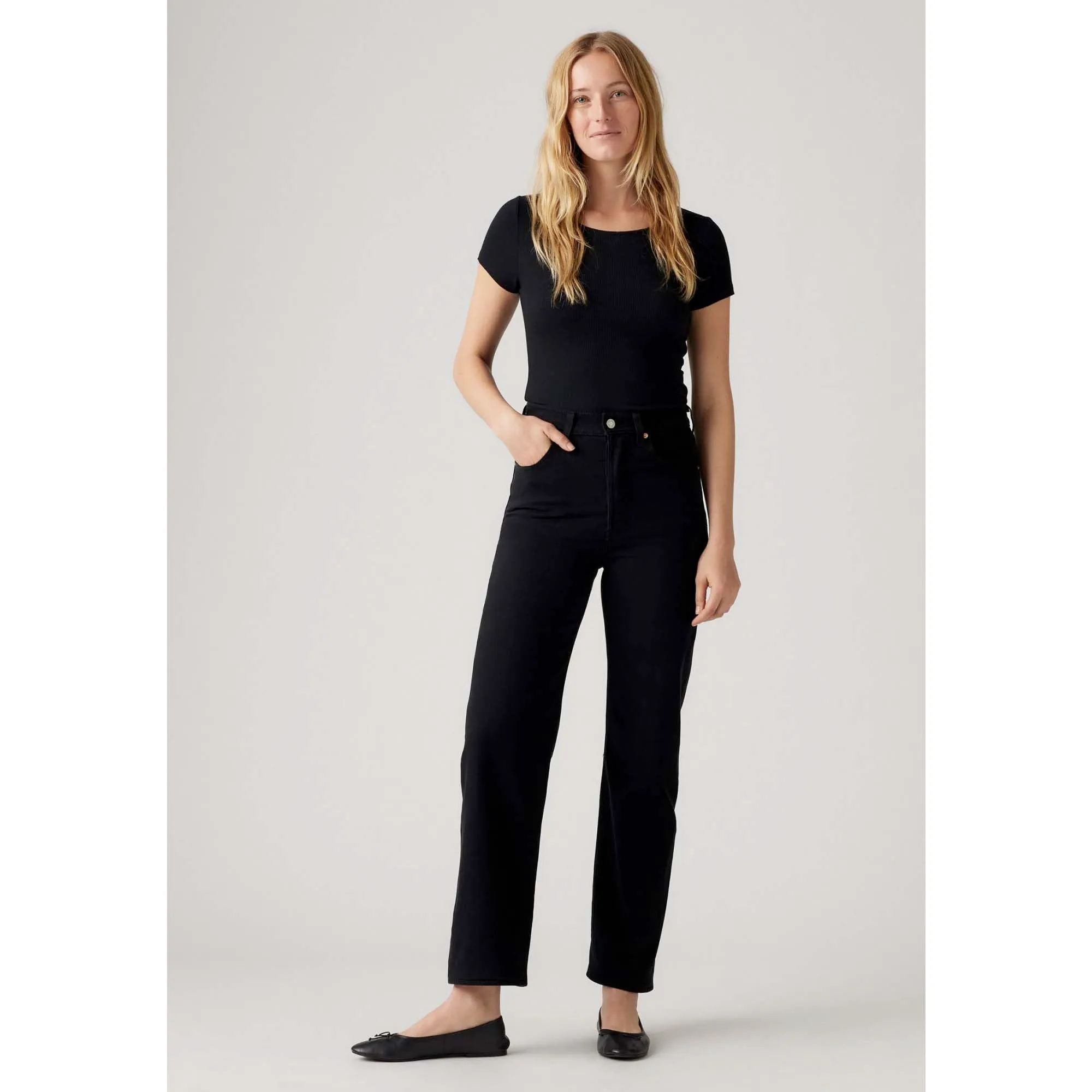 Levi's Ribcage Straight Ankle Jeans, Black Heart, 32W / 27L - immagine 4