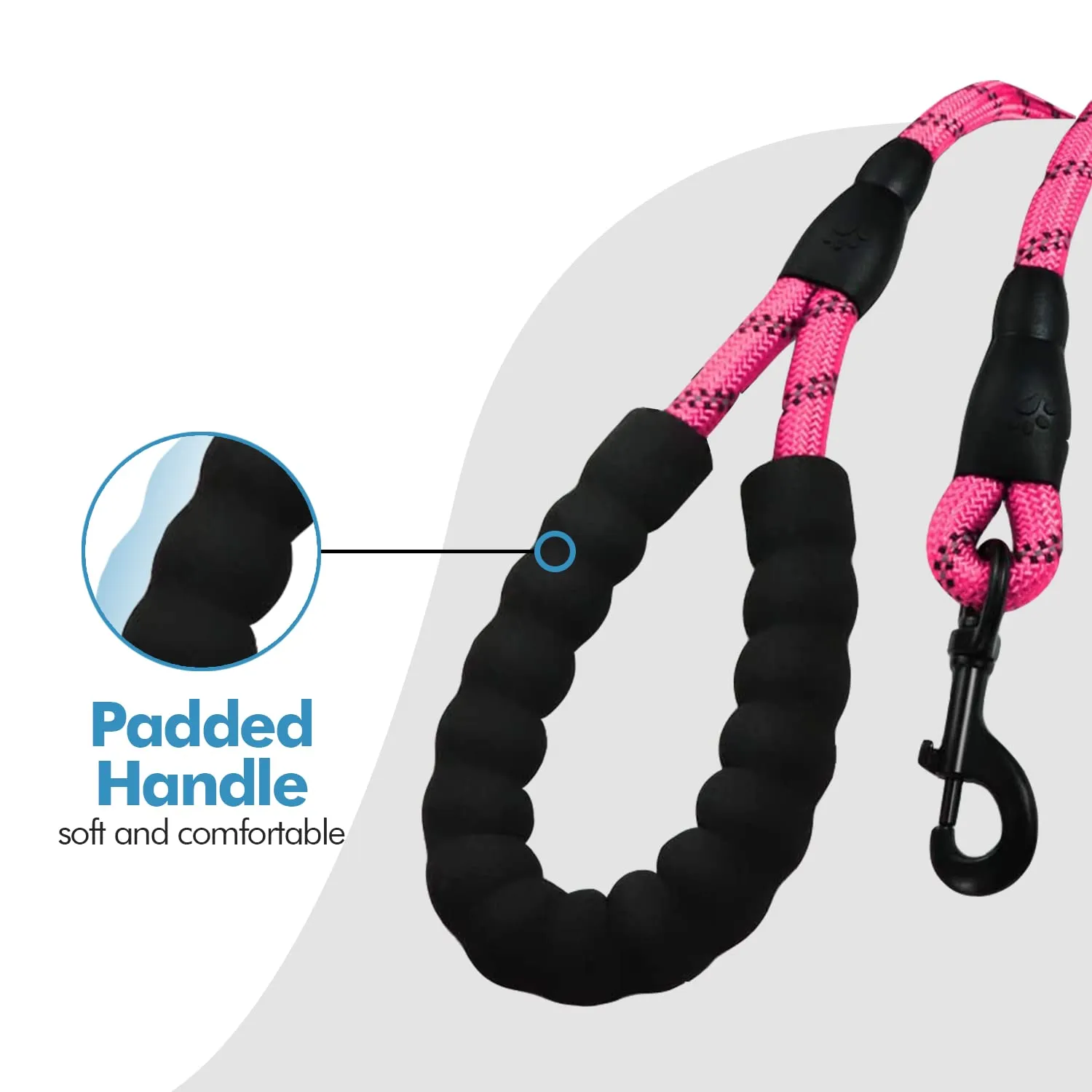 Edipets Guinzaglio per Cani Riflettente con Impugnatura Imbottita, 2.2 m, Rosa - immagine 3