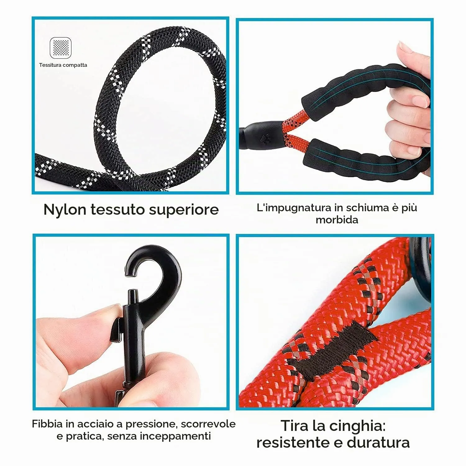 Edipets Guinzaglio per Cani Riflettente con Impugnatura Imbottita, 1.5 m, Rosso - immagine 5