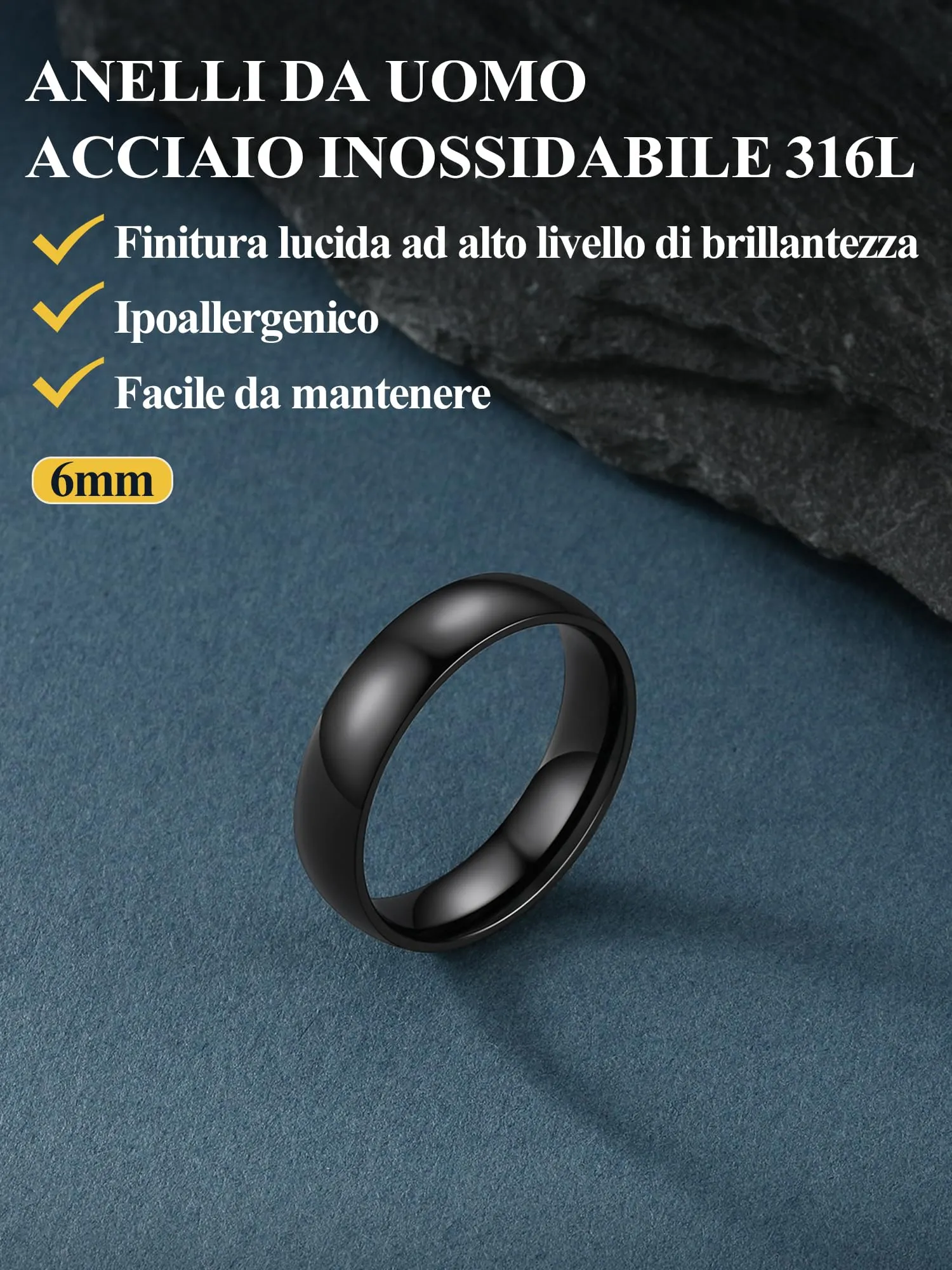 PROSTEEL Anello Fede in Acciaio Inossidabile Nero, Misura 17 - immagine 5