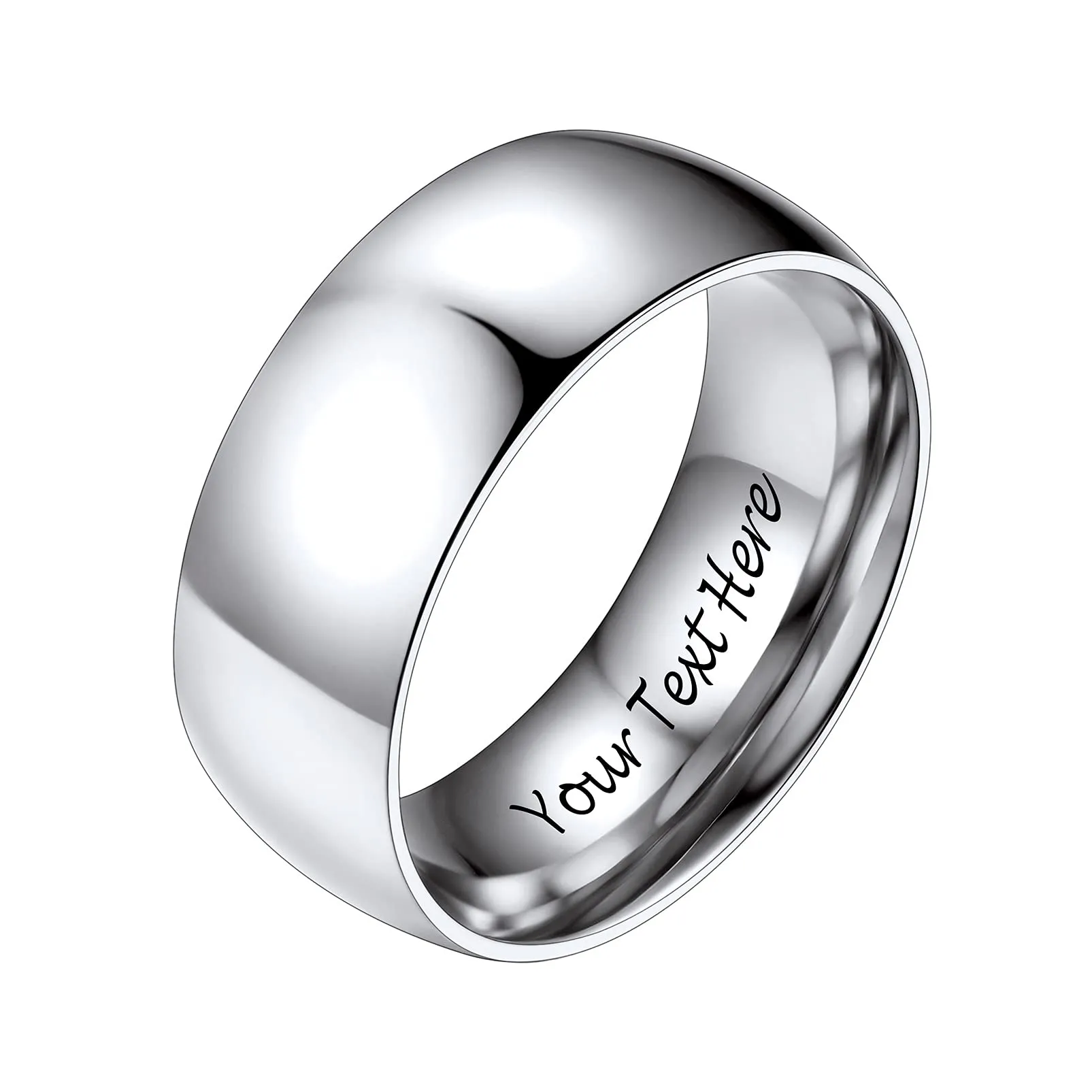 PROSTEEL Anello Incisione Personalizzata in Acciaio Inossidabile 8mm Taglia 23 Argento - immagine 1