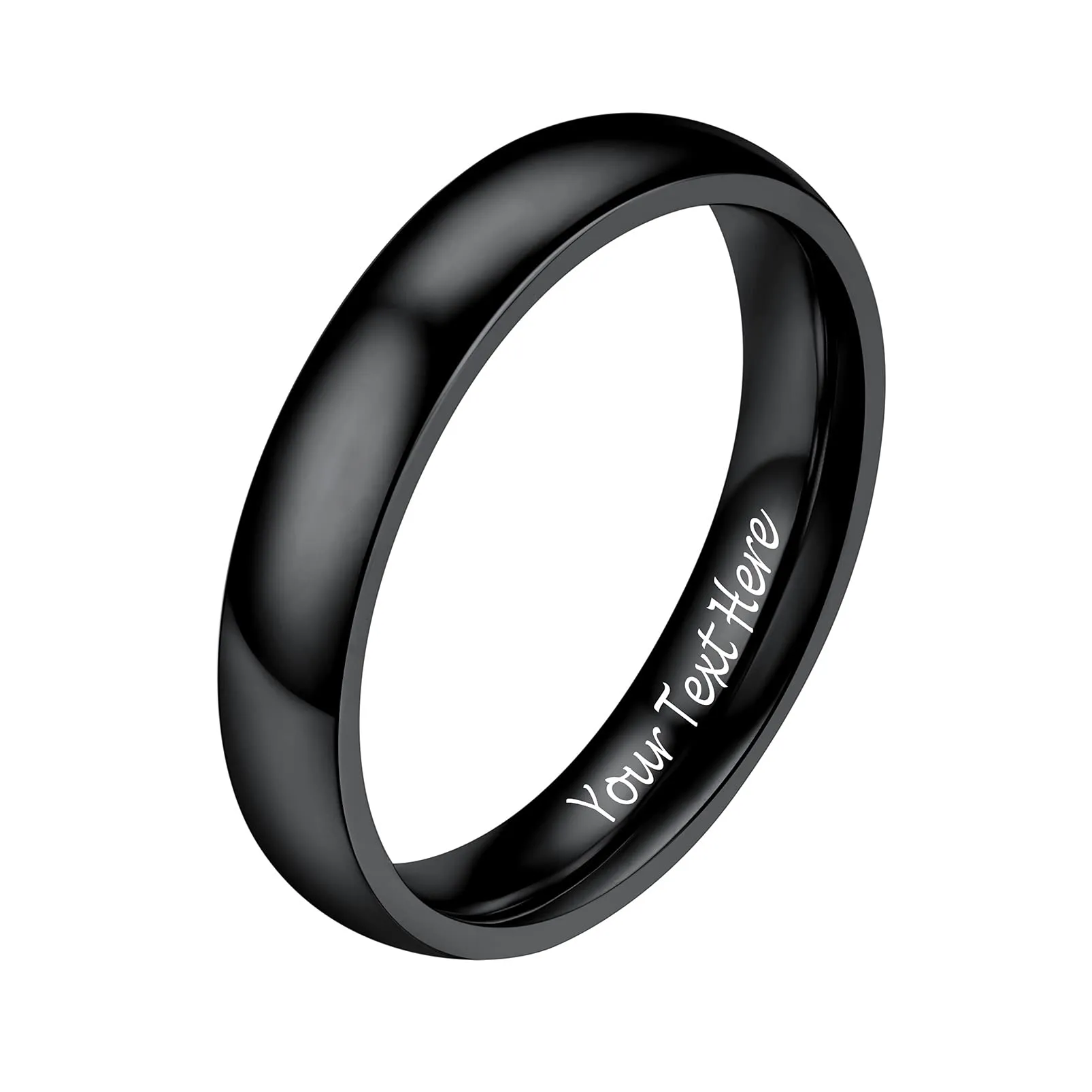 PROSTEEL Anello Personalizzabile in Acciaio Inossidabile 4mm Nero Taglia 29 - immagine 1