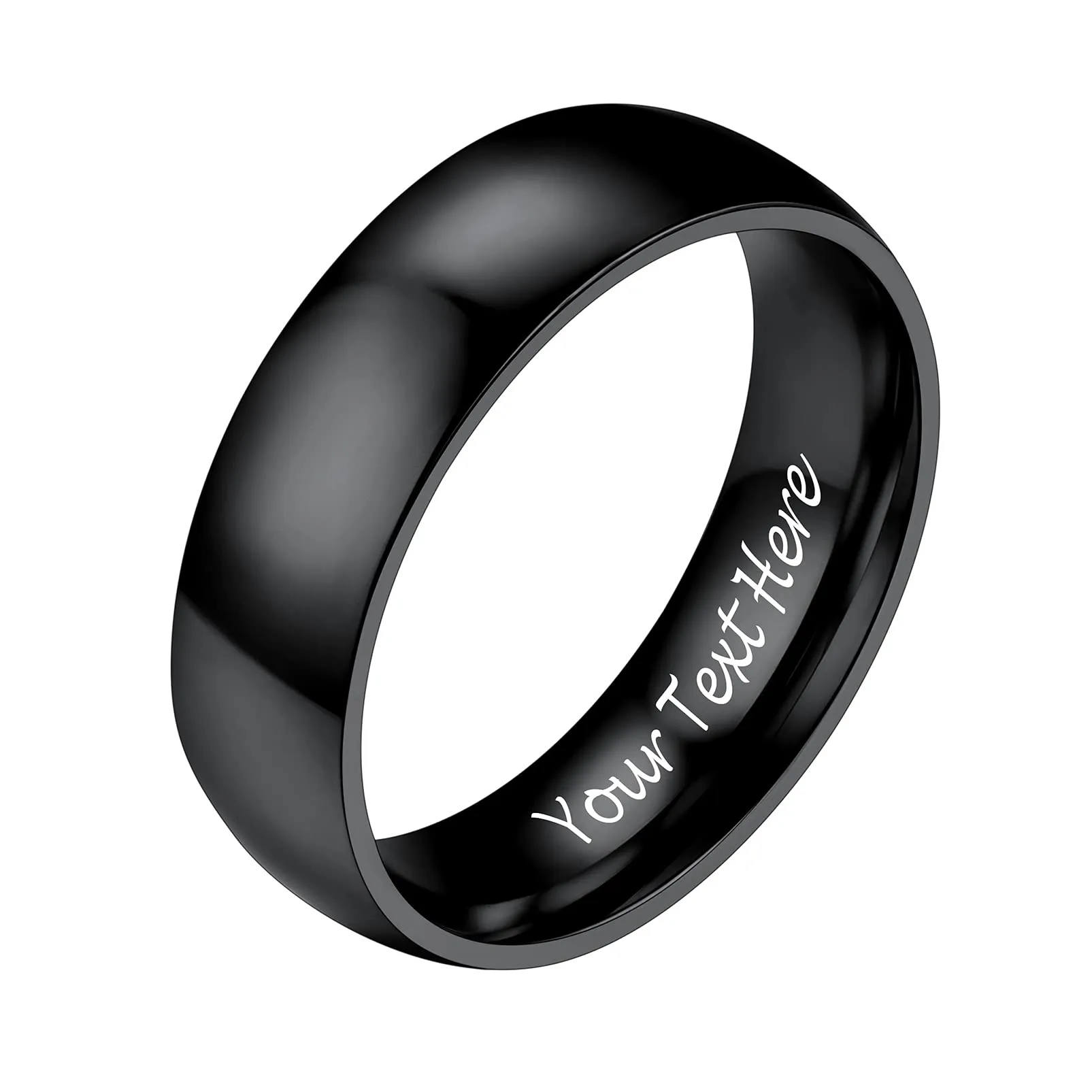PROSTEEL Anello Incisione Personalizzata in Acciaio Inossidabile 6mm Nero Taglia 14 - immagine 1