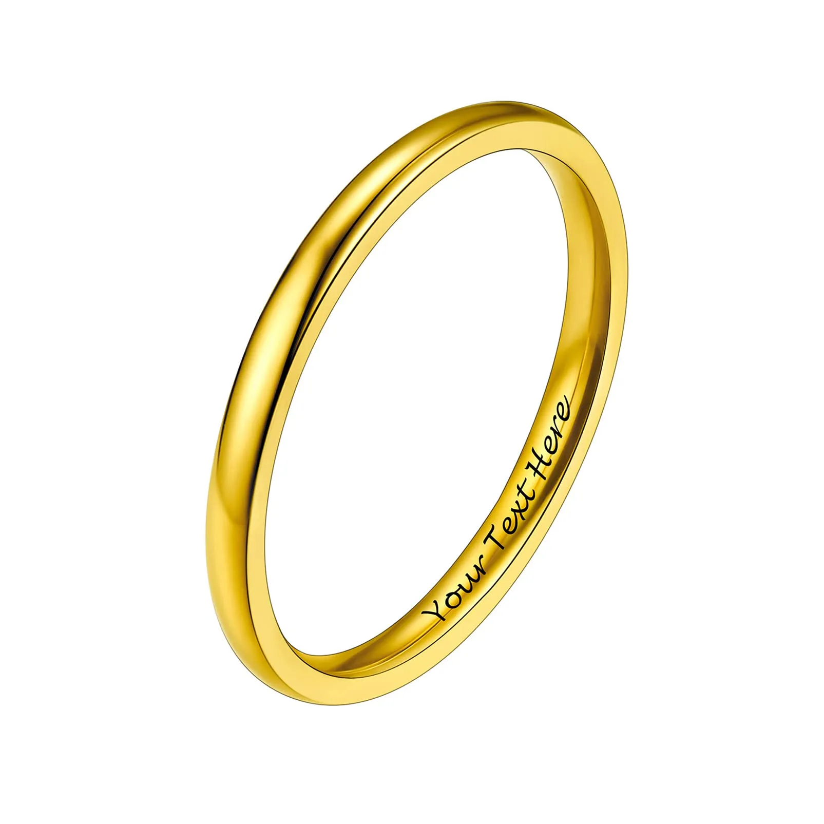 PROSTEEL Anelli Personalizzati con Incisione in Acciaio Inossidabile 2mm Taglia 29 Oro Placcato - immagine 1