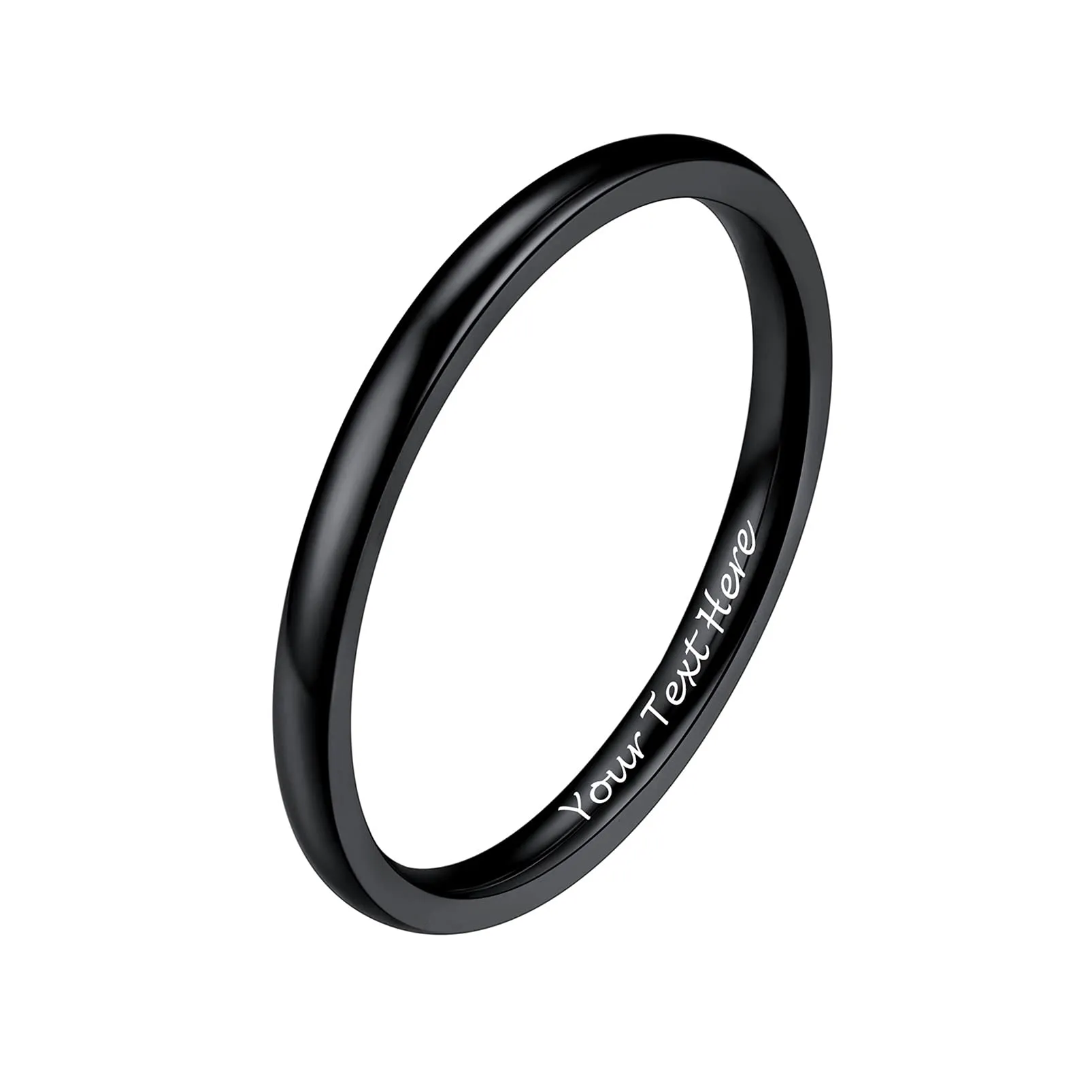 PROSTEEL Anello Personalizzabile in Acciaio Inossidabile 2mm Taglia 17, Nero - immagine 1