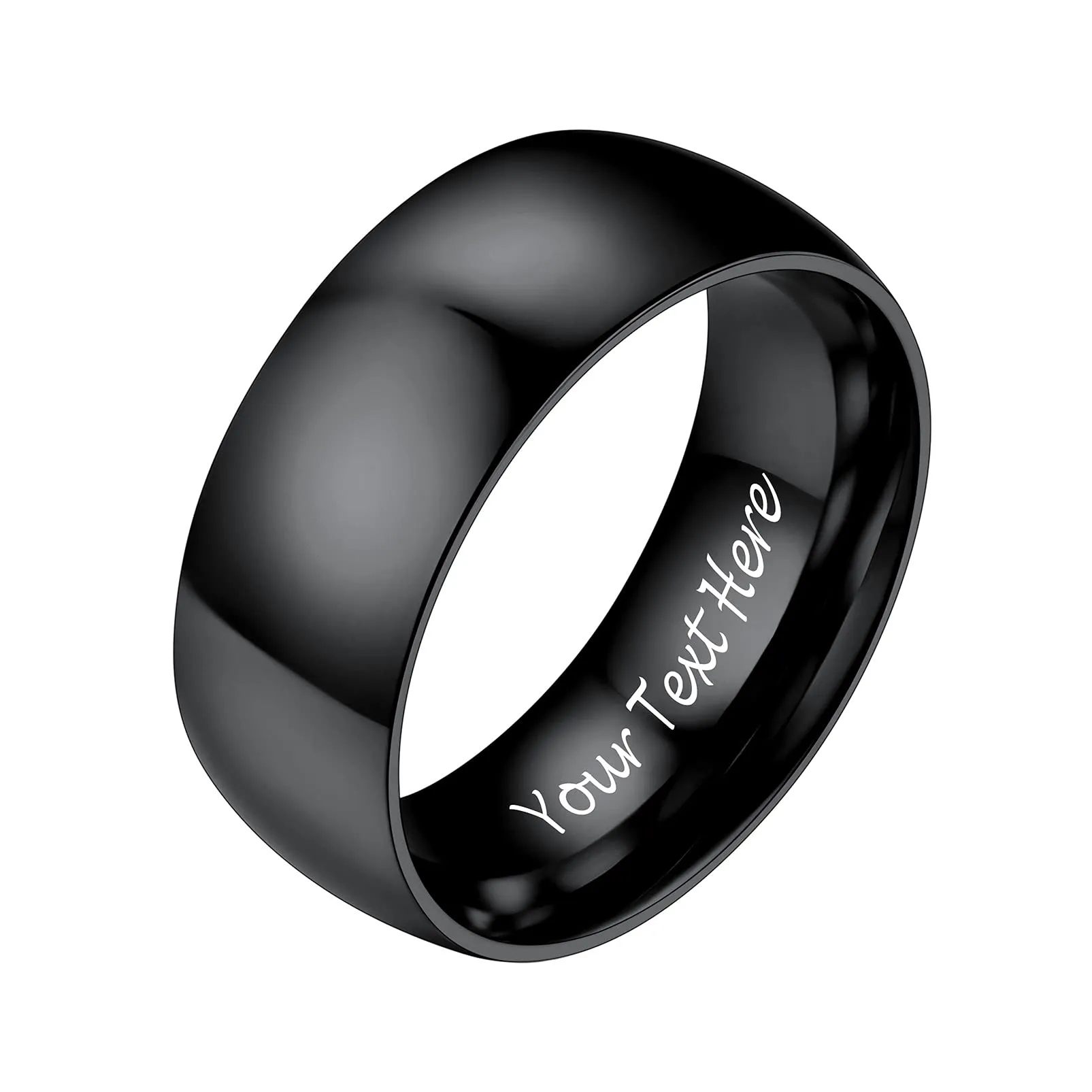 PROSTEEL Anello Incisione Personalizzata in Acciaio Inossidabile 8mm Taglia 19 Nero - immagine 1