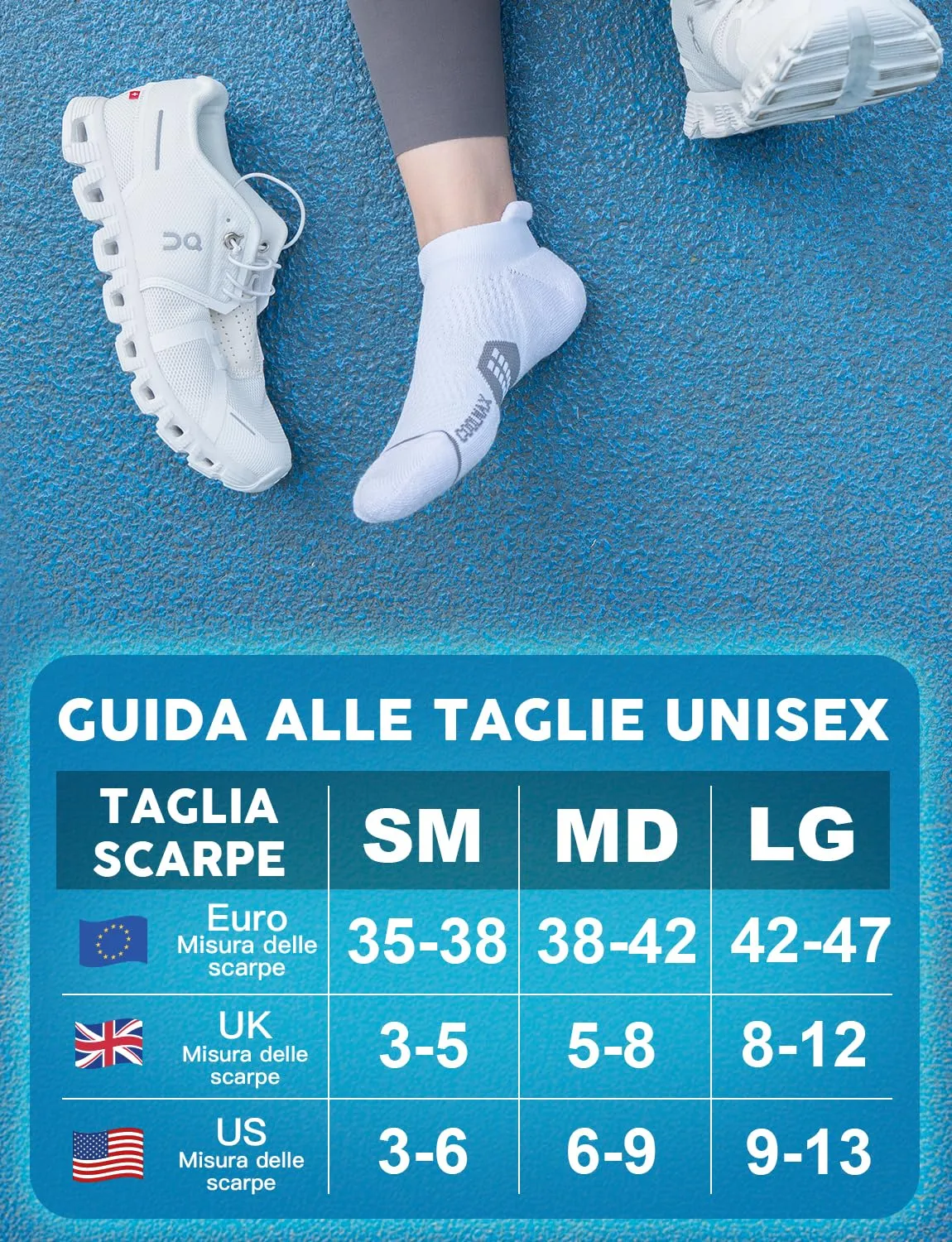 Juclise Calzini da corsa invisibili a compressione in viscosa di bambù Coolmax da donna, 38-42, Bianco Ghiacciaio*2+Lilla Brillante*1 - immagine 6