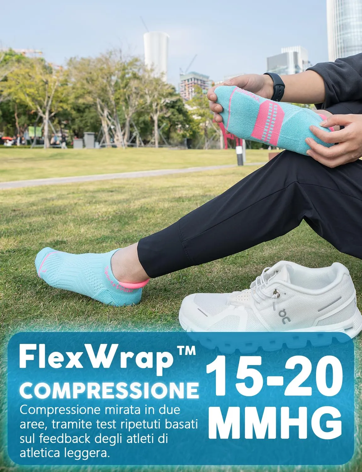 Juclise Calzini da corsa invisibili a compressione in viscosa di bambù Coolmax da donna, 35-38, Lilla brillante+Acquamarina+Aosa antico - immagine 3