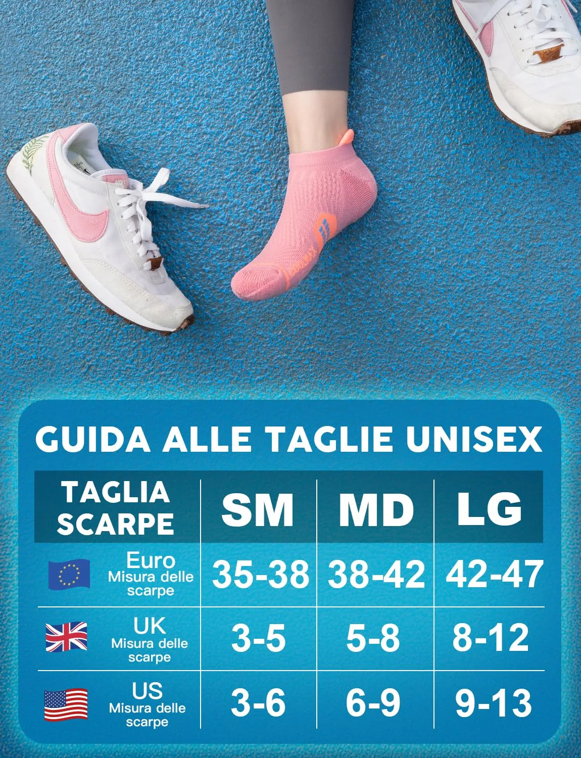 Juclise Calzini da corsa invisibili a compressione in viscosa di bambù Coolmax da donna, 35-38, Lilla brillante+Acquamarina+Aosa antico - immagine 6