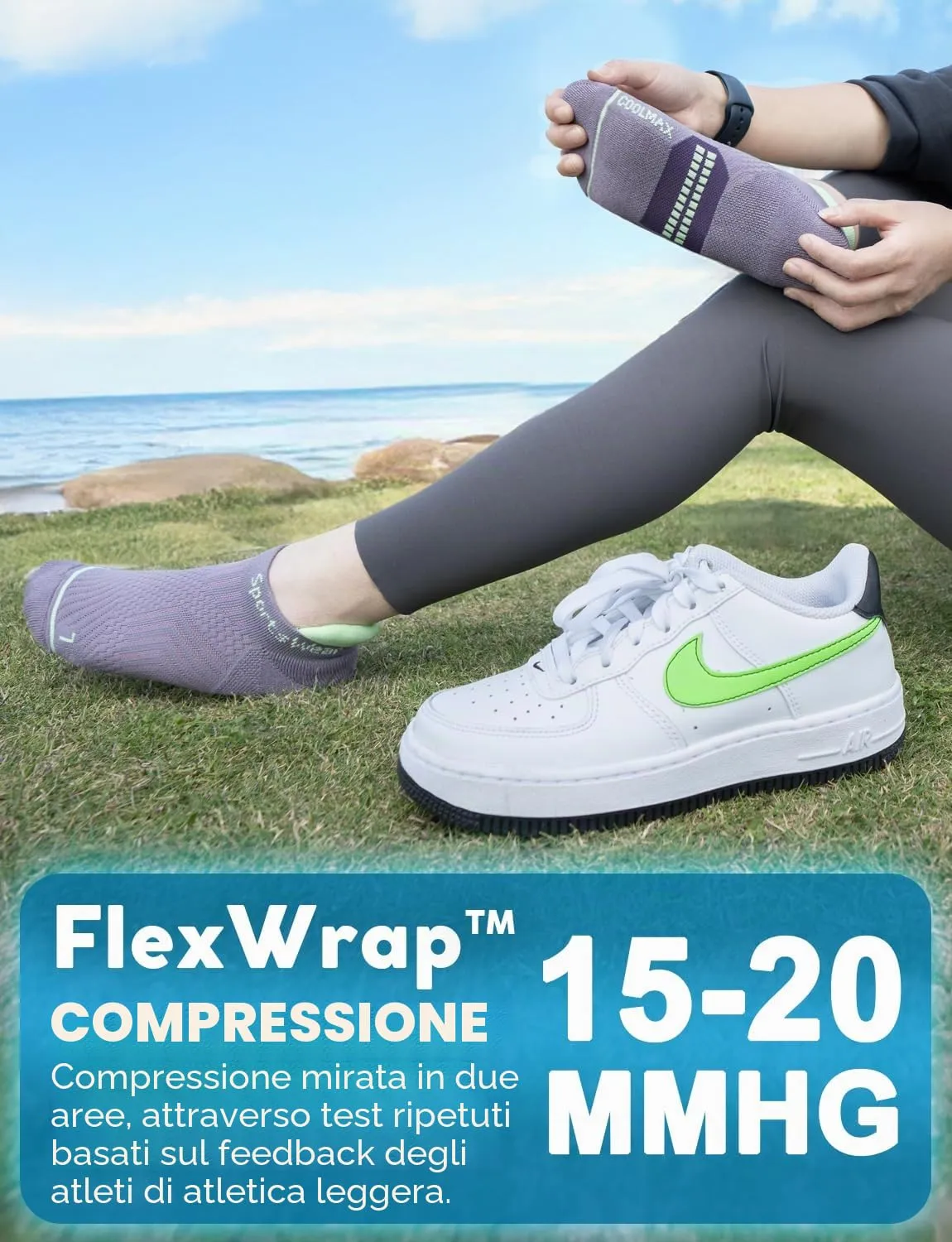 Juclise Calzini da Corsa Invisibili a Compressione Coolmax Bamboo da Donna, 42-47, Viola Carico+Roccia Lunare+Bianco Viola - immagine 3