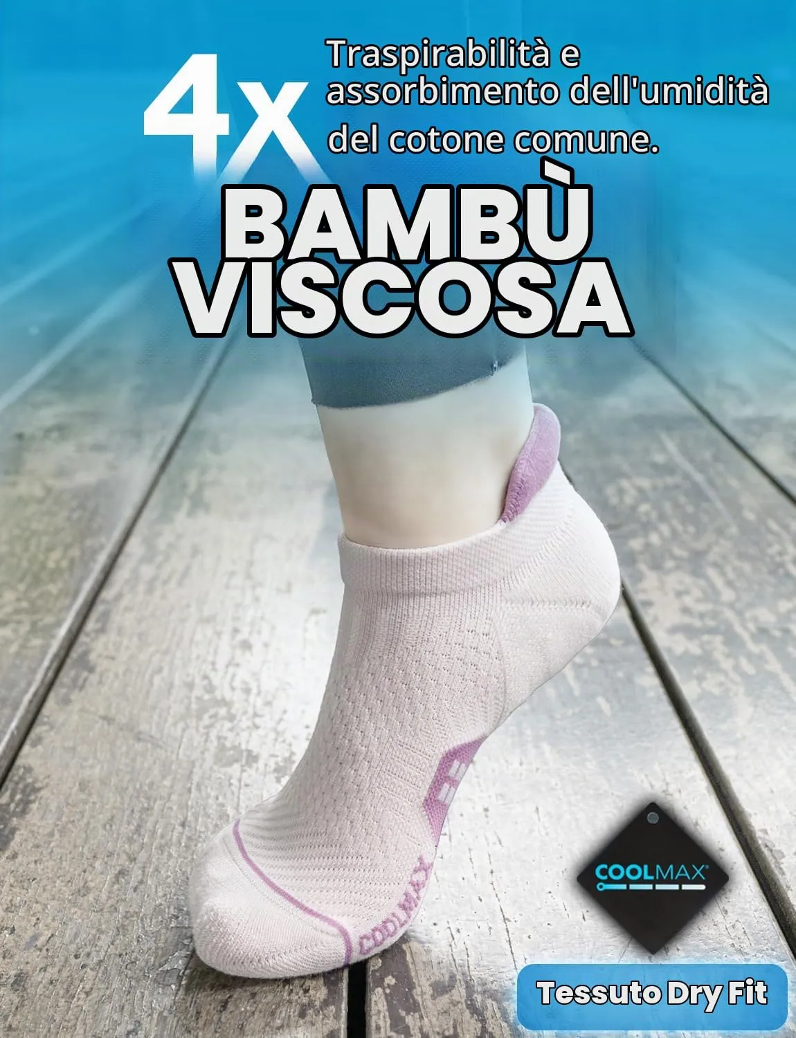 Juclise Calzini da Corsa Invisibili a Compressione Coolmax Bamboo da Donna, 42-47, Melone Sabbioso+Rosa Polveroso+Anguria - immagine 2