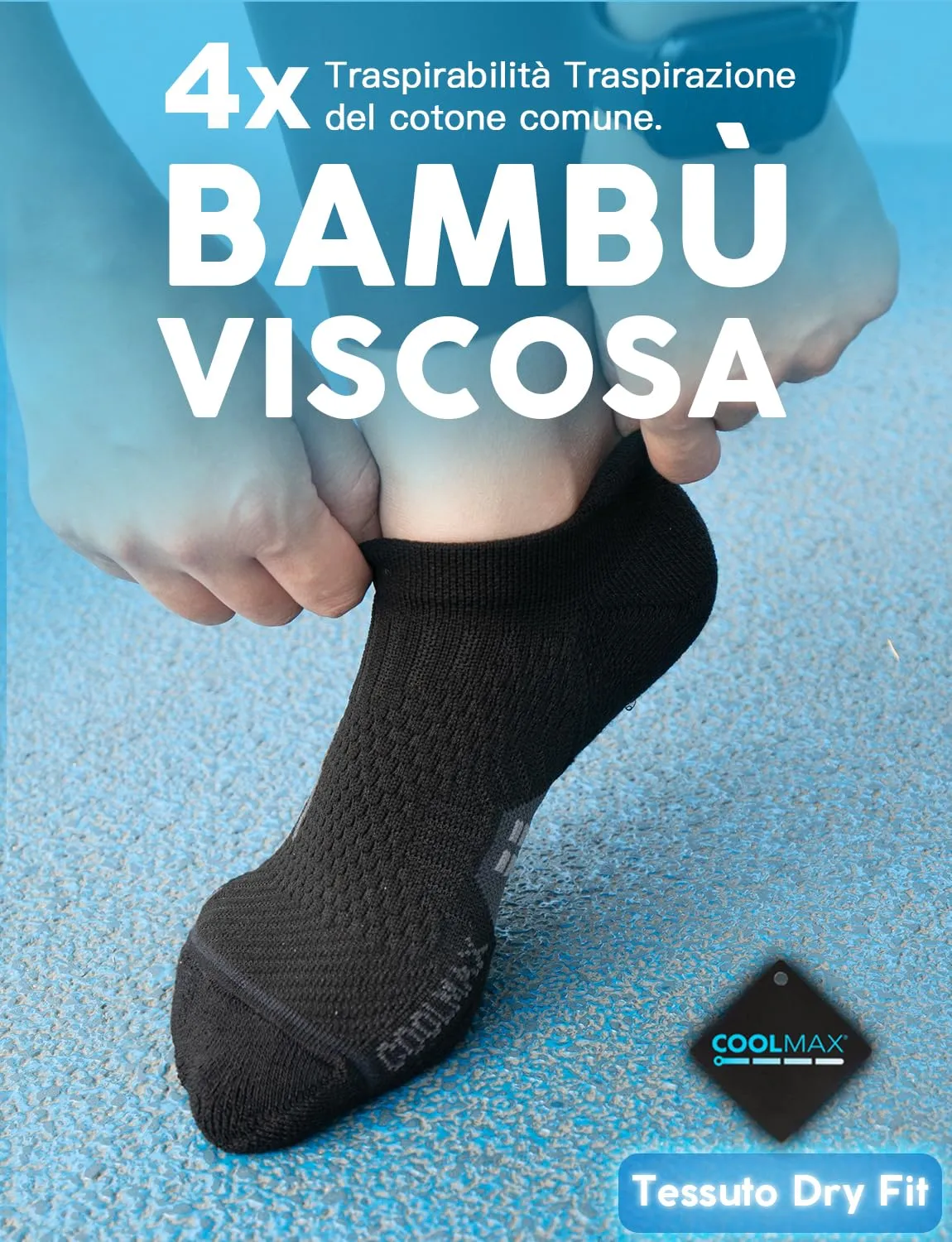Juclise Calzini da corsa invisibili a compressione Coolmax Bamboo da donna, 42-47, Nero+Bianco+Rosa - immagine 2