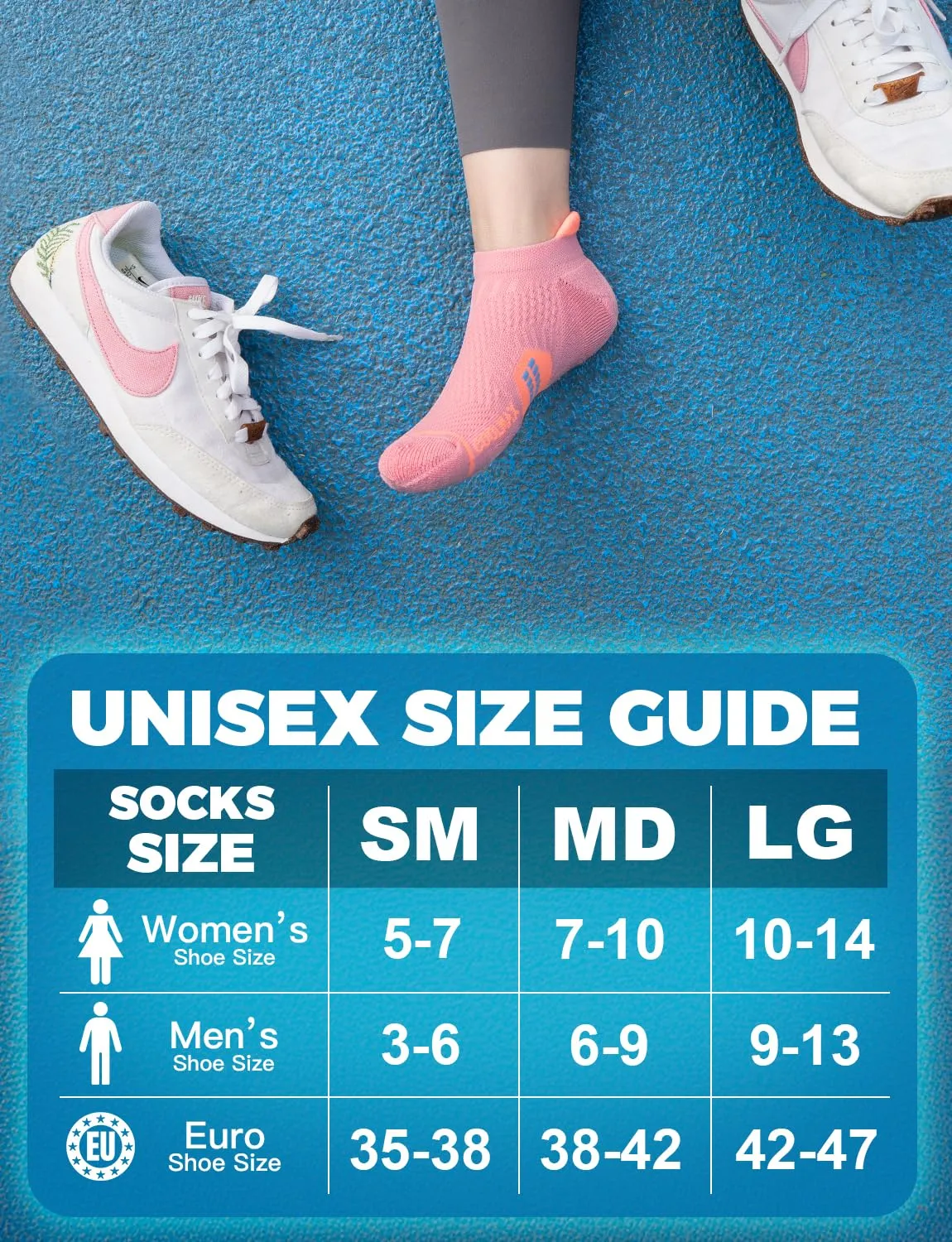 Juclise Calzini da corsa invisibili a compressione Coolmax Bamboo da donna, 35-38, Melone Sabbioso+Rosa Polveroso+Anguria - immagine 6