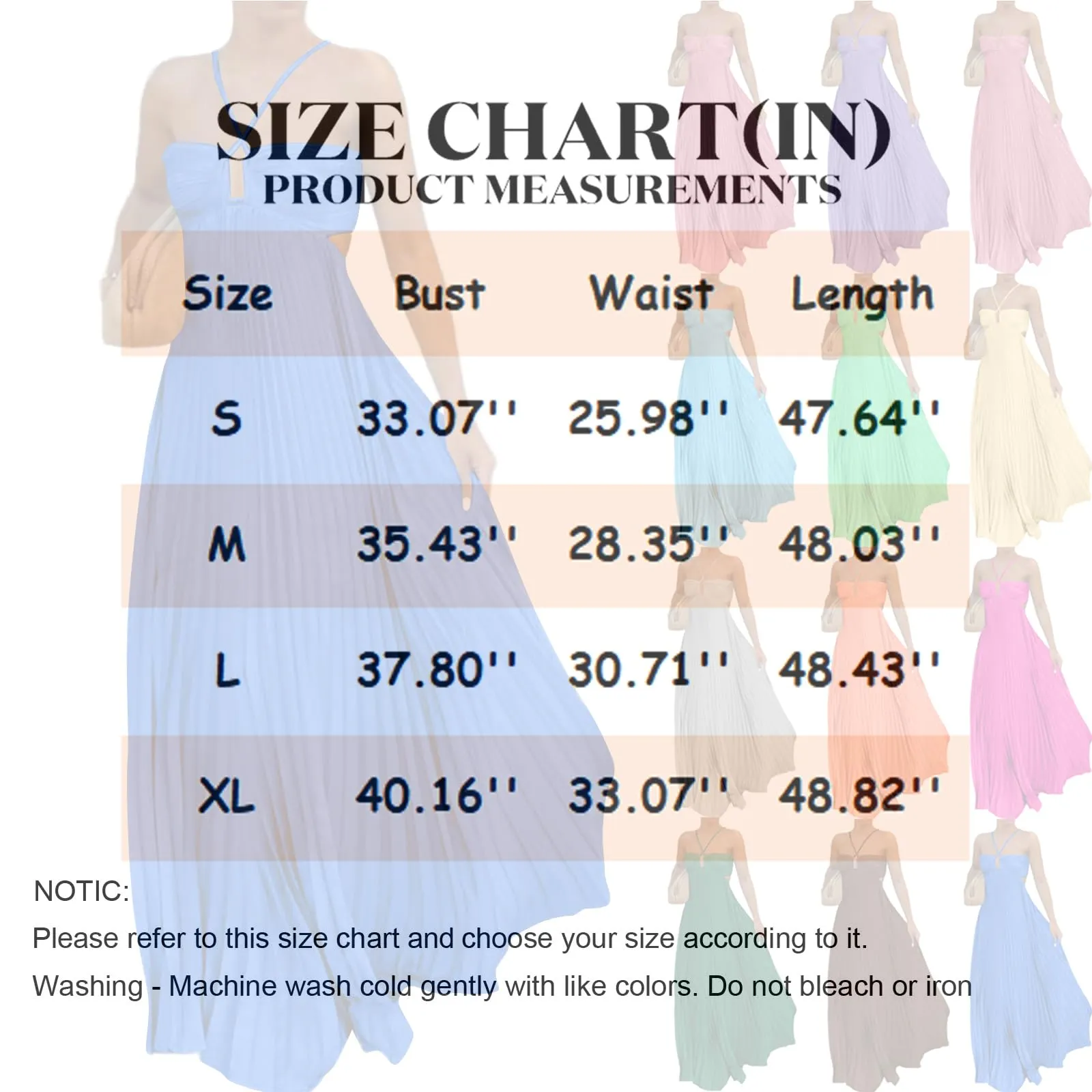 TOFOTL Abito Donna Elegante Schiena Scoperta e Spalle Scoperte Vestito Lungo Maxi Plissettato Grigio S - immagine 4