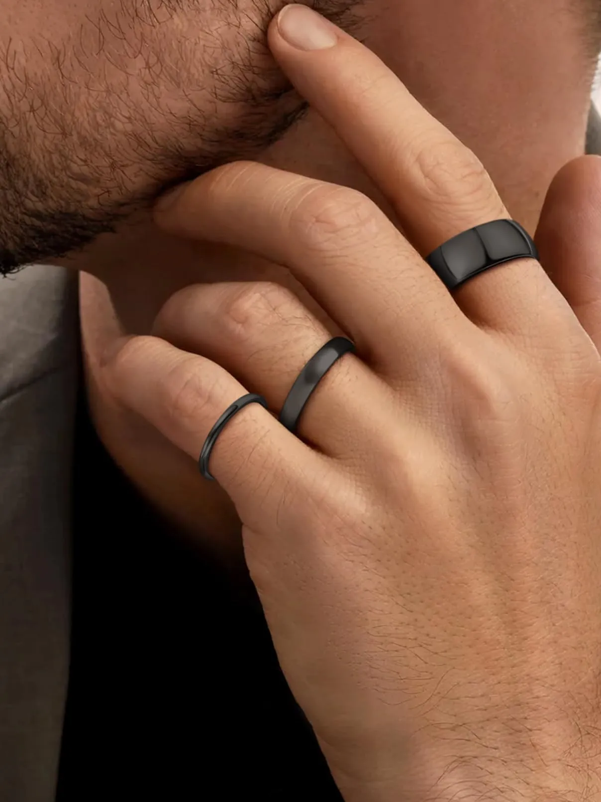 PROSTEEL Anelli Personalizzabili in Acciaio Inossidabile, 4mm, Taglia 26, Nero - immagine 9