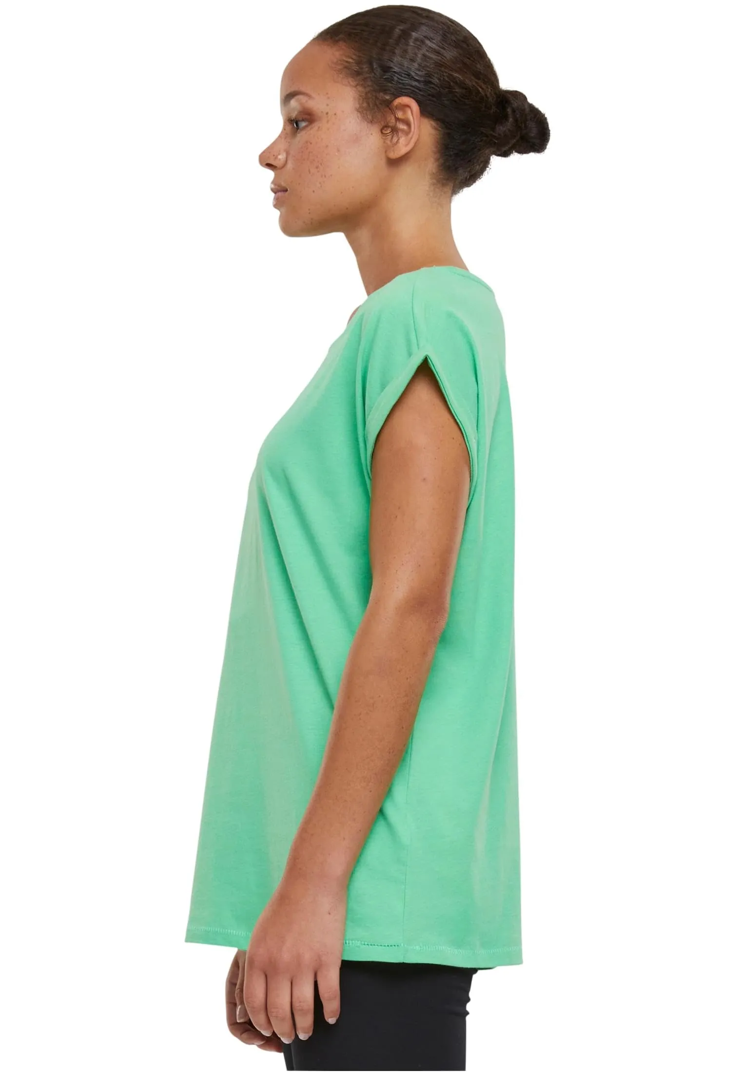 Urban Classics Donna T-Shirt Manica Arrotolata in Cotone Rosso Ciliegia XXL TB771 - immagine 2