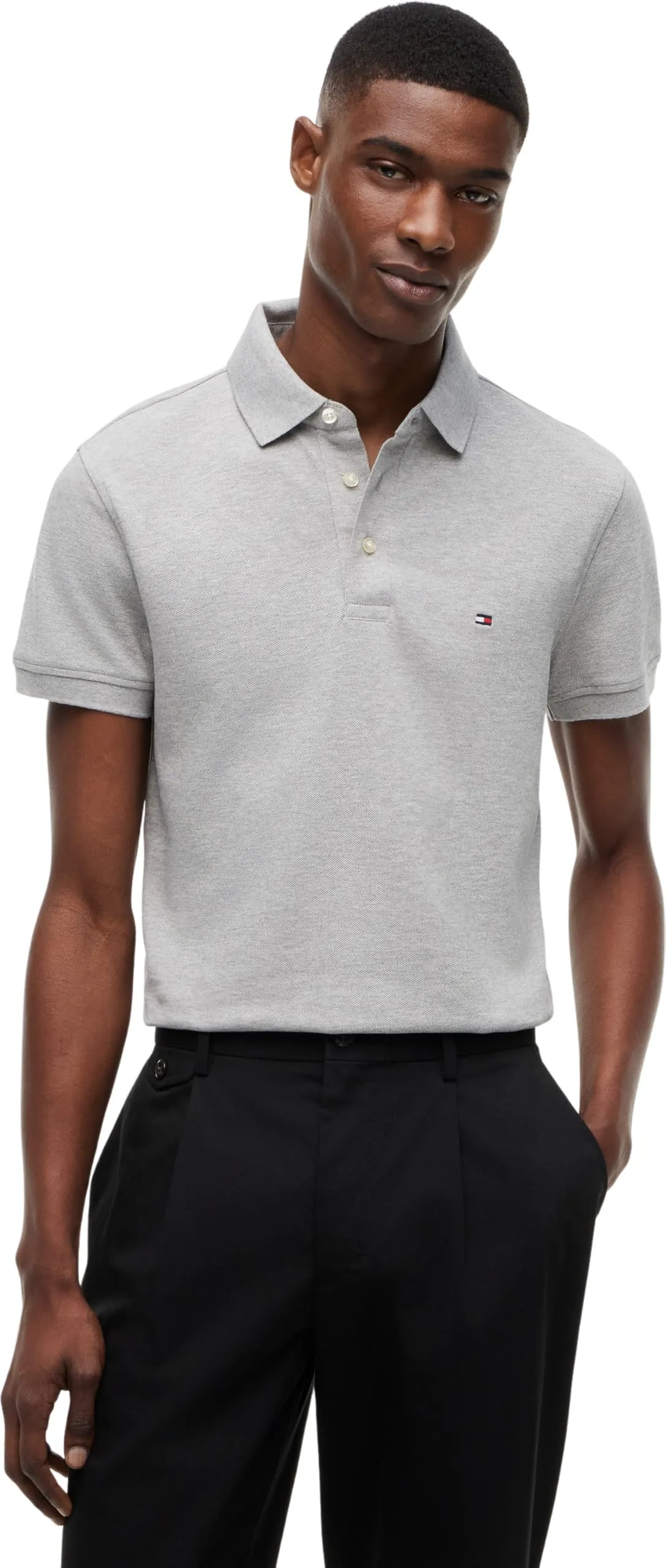 Tommy Hilfiger 1985 Slim Fit Polo Shirt, Light Grey Heather, 3XL - immagine 1
