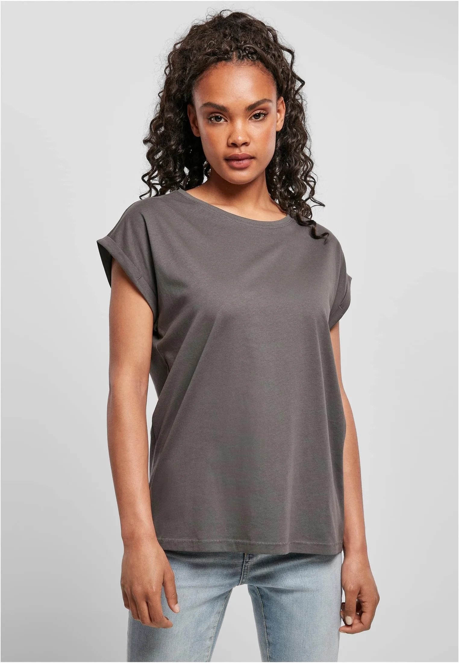 Urban Classics Donna Extended Shoulder Tee in Cotone, Rosso Ciliegia, Taglia XXL - immagine 5