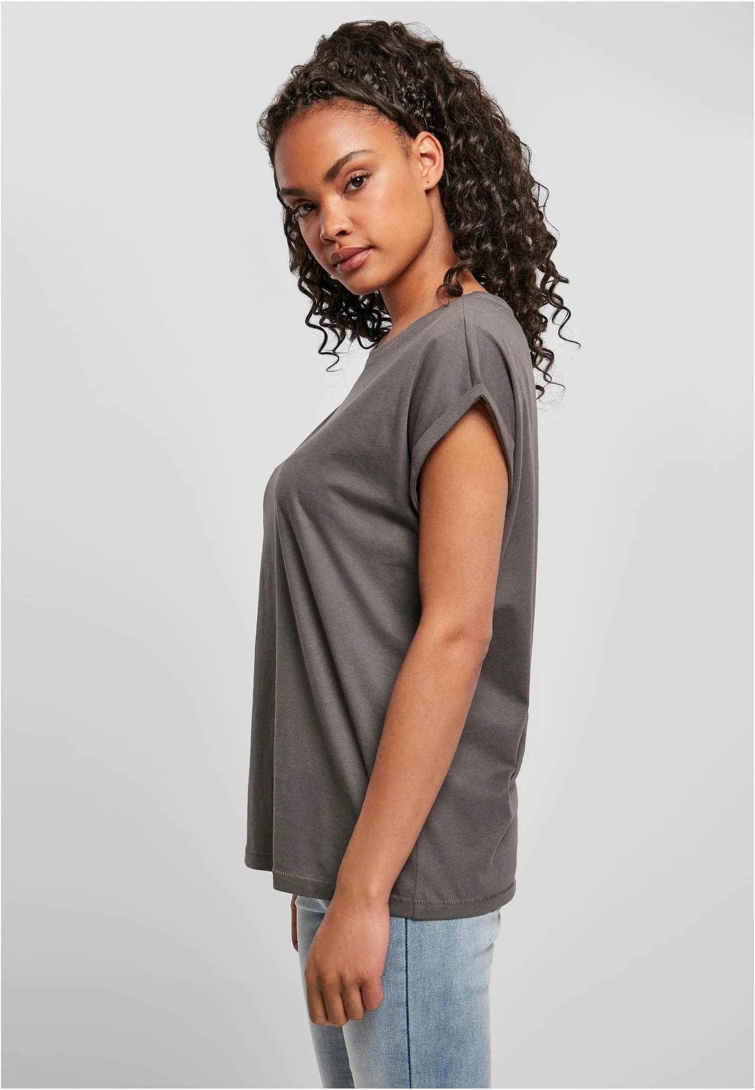 Urban Classics Donna Extended Shoulder Tee in Cotone, Rosso Ciliegia, Taglia XXL - immagine 9