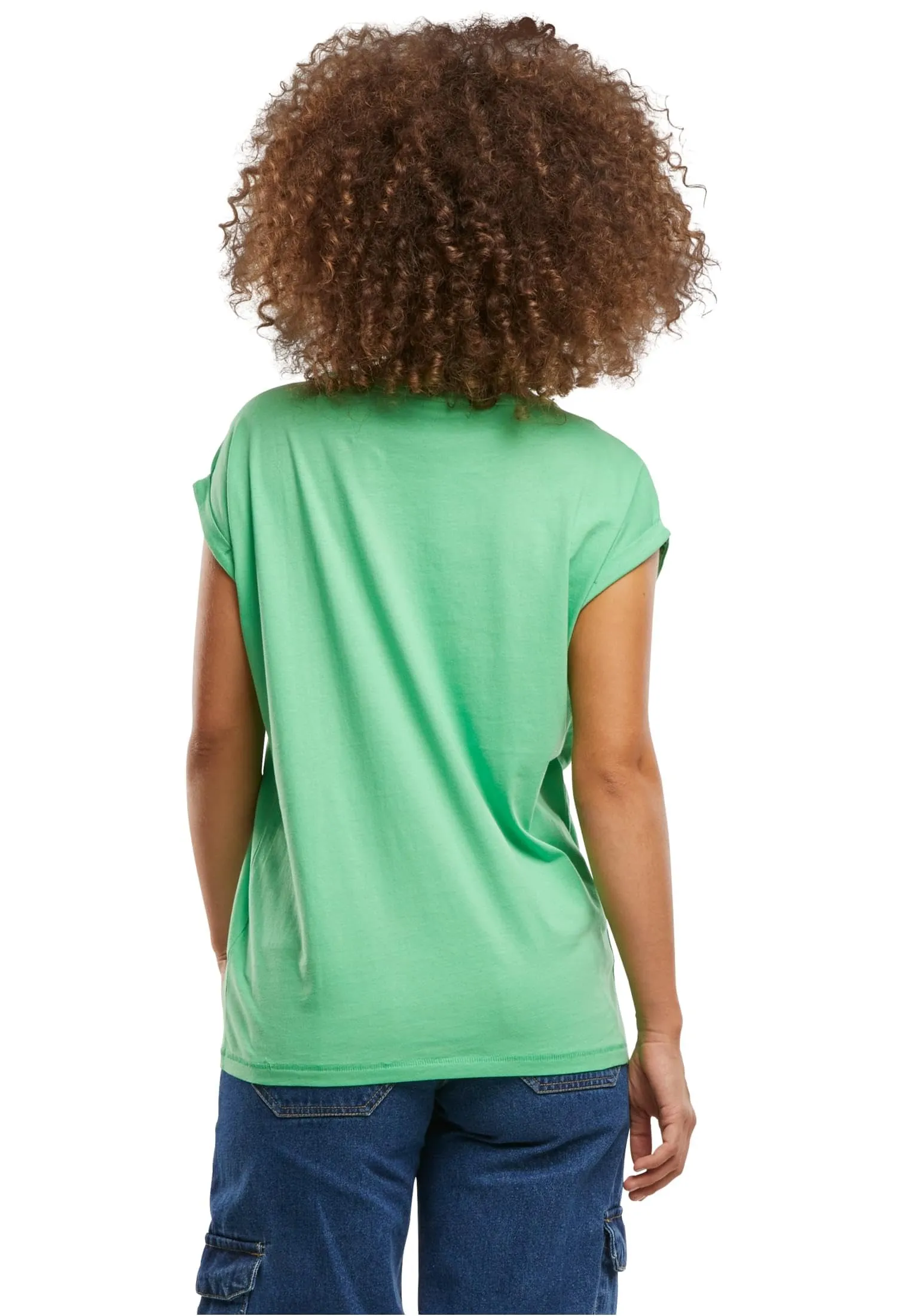 Urban Classics Donna T-shirt in Cotone con Maniche Arrotolate e Scollo Rotondo, Rosso Ciliegia, Taglia XXL - immagine 3