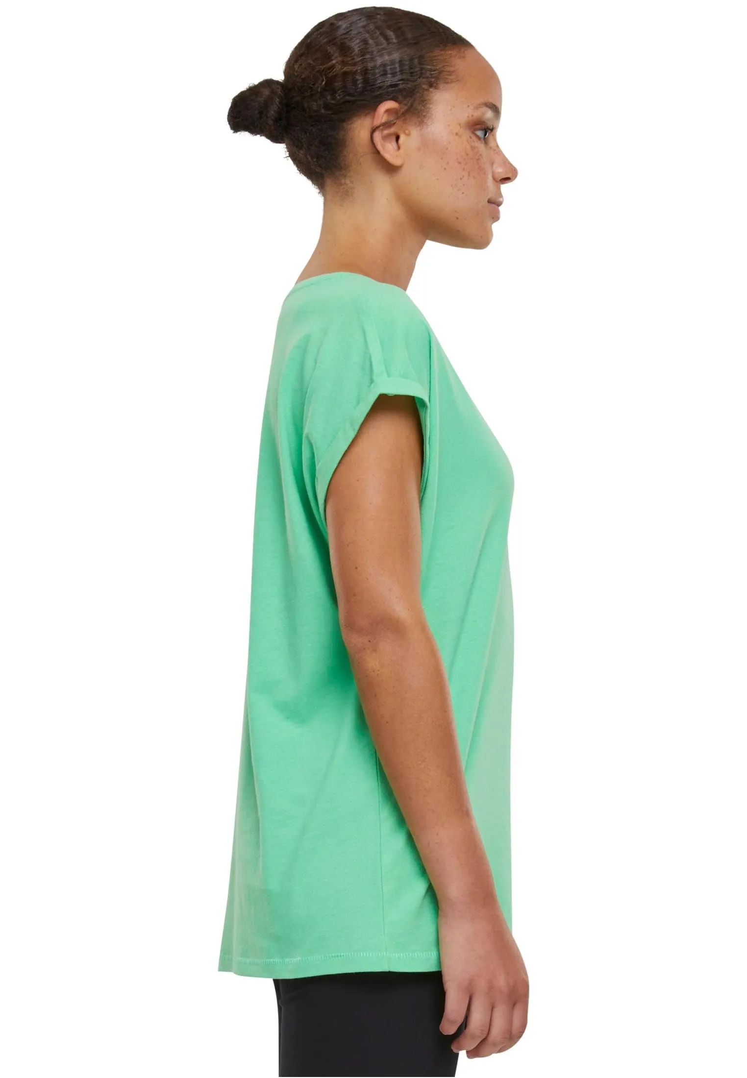 Urban Classics T-shirt da Donna con Maniche Arrotolate in Cotone, Rosso Ciliegia, Taglia XXL - immagine 2