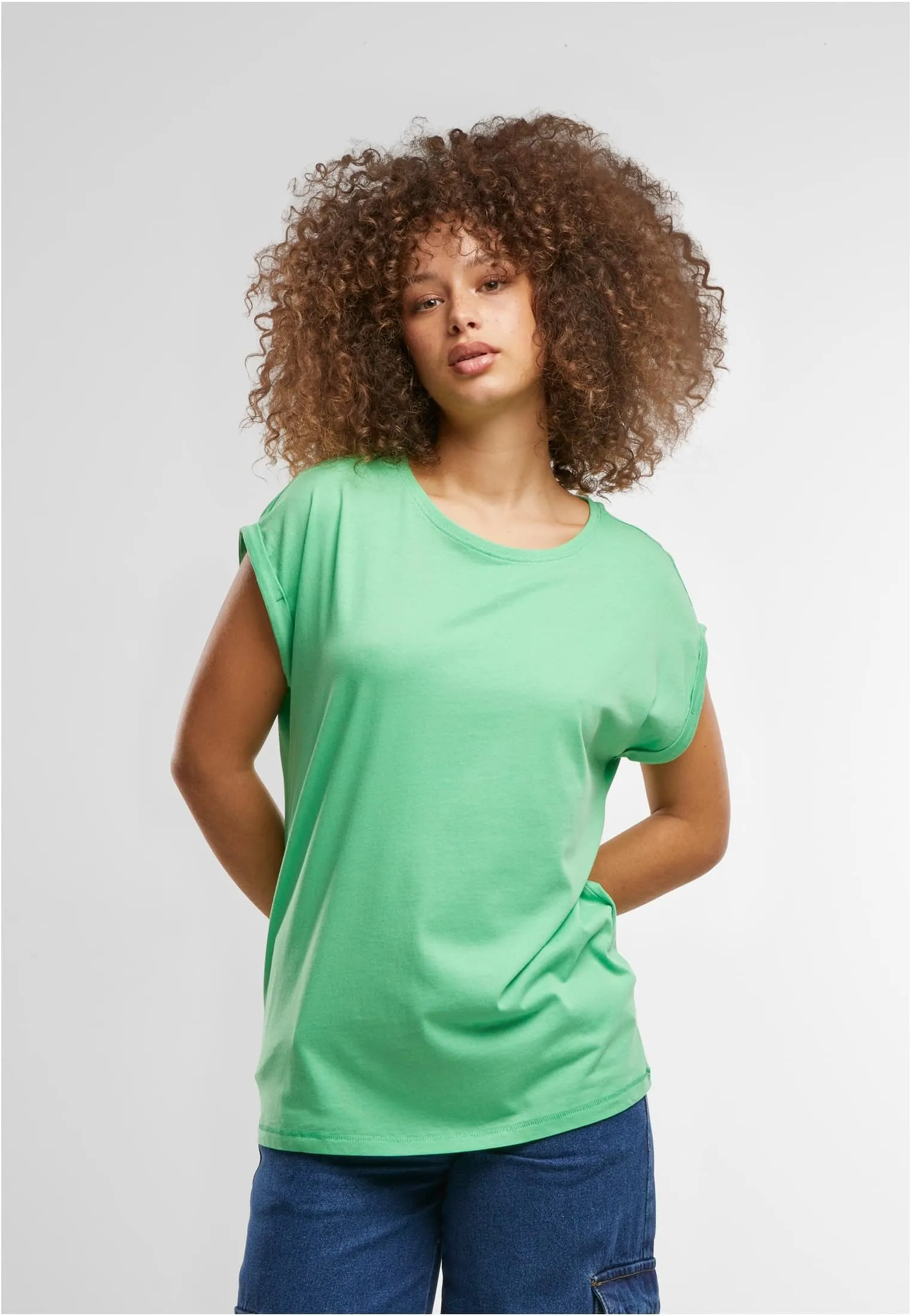 Urban Classics T-shirt da Donna con Manica Arrotolata in Cotone, Rosso Ciliegia, Taglia XXL - immagine 3