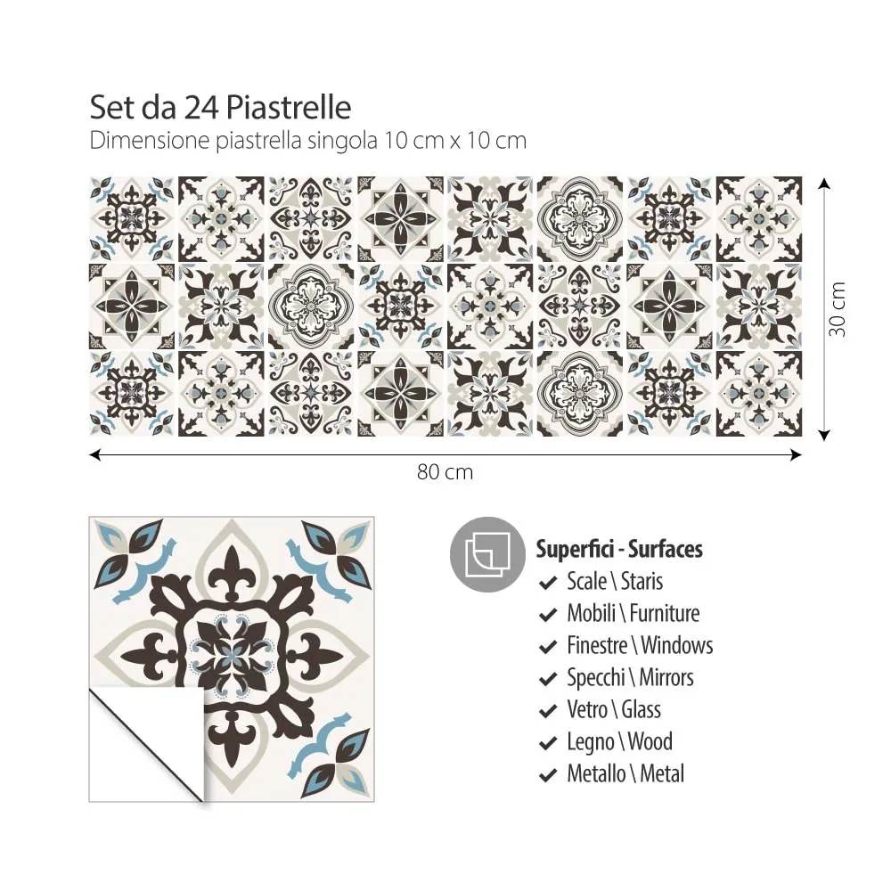 RE-COVERTILES Adesivi Piastrelle in PVC Animalier, 24 Pz 10x10 cm, PS00022 - immagine 3