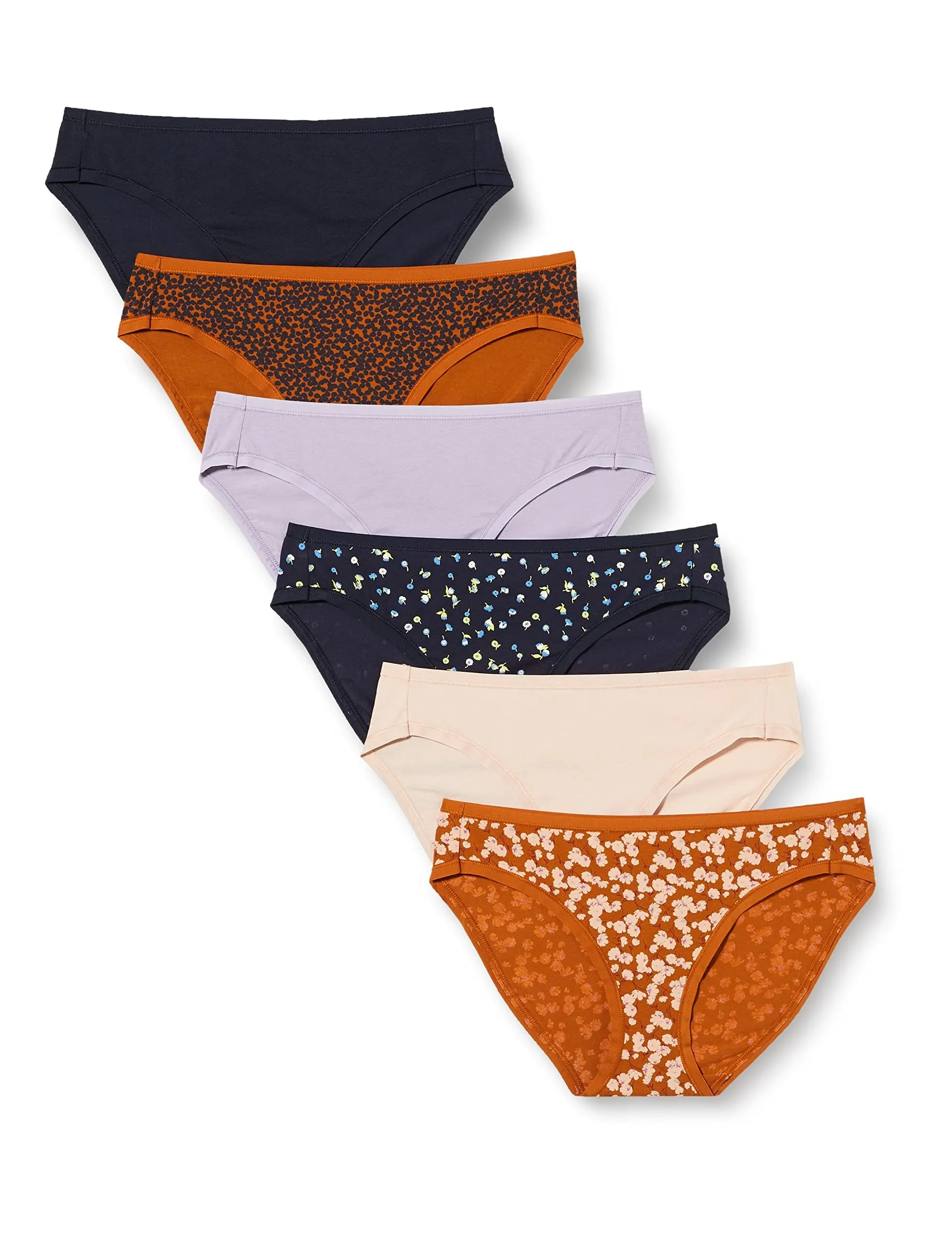 Amazon Essentials Slip Bikini in Cotone Donna, Pacco da 6, Multicolore Floreale Stampa Petali, 50 - immagine 1
