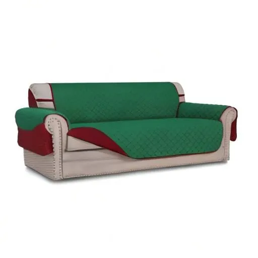 Easy-Going Copridivano Reversibile Impermeabile per Divano a 3 Cuscini, Verde/Rosso Natalizio - immagine 8