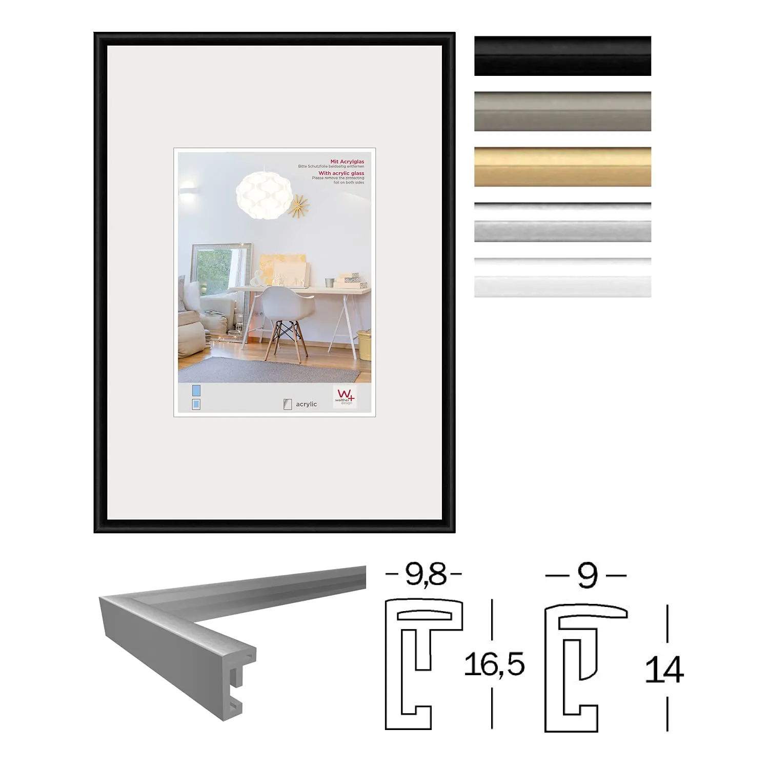 Walther Design New Lifestyle Cornice Argento 59,4 x 84 cm DIN A1 KVX684S - immagine 2