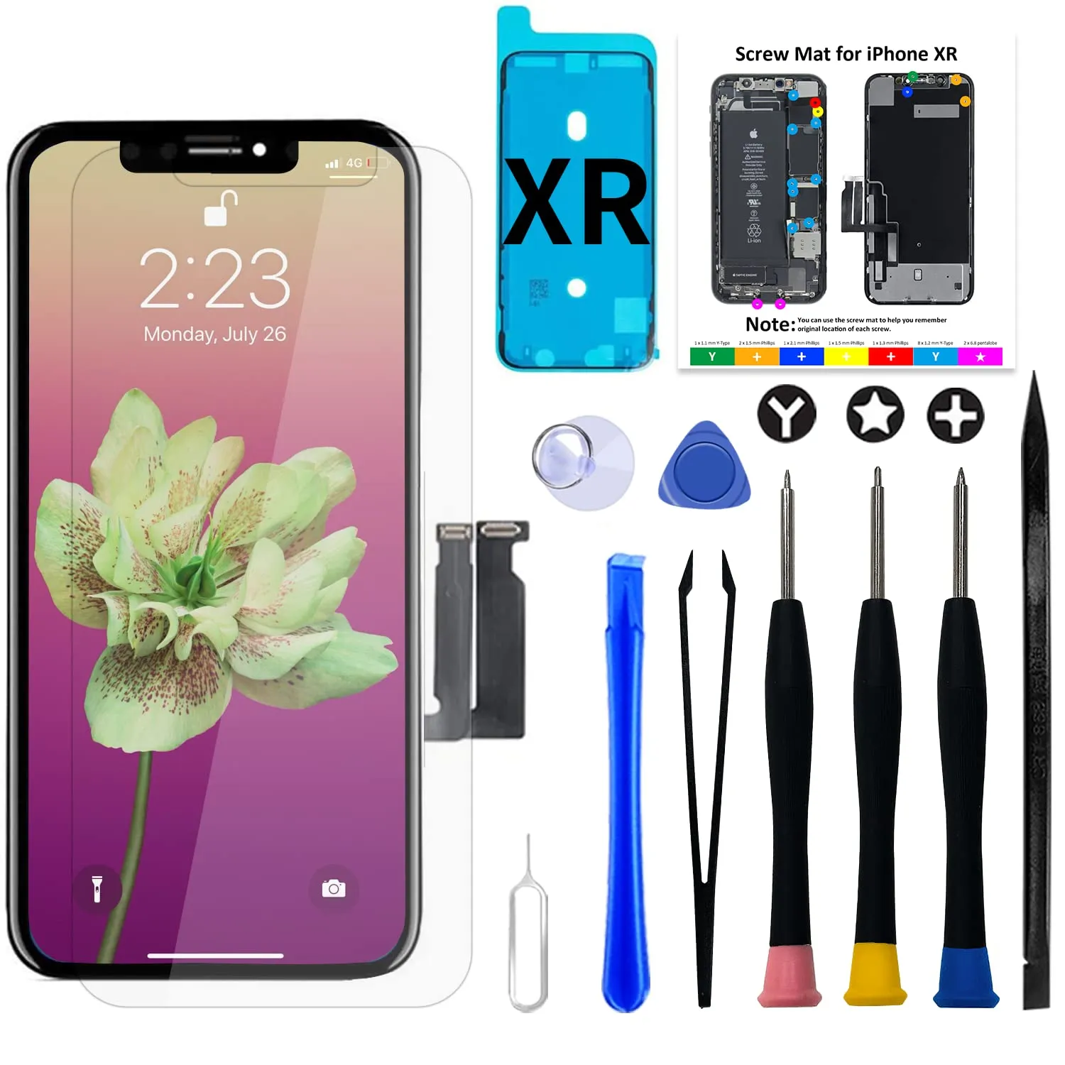 Brinonac LCD Display Digitizer Replacement Kit for iPhone XR 6.1" - immagine 1