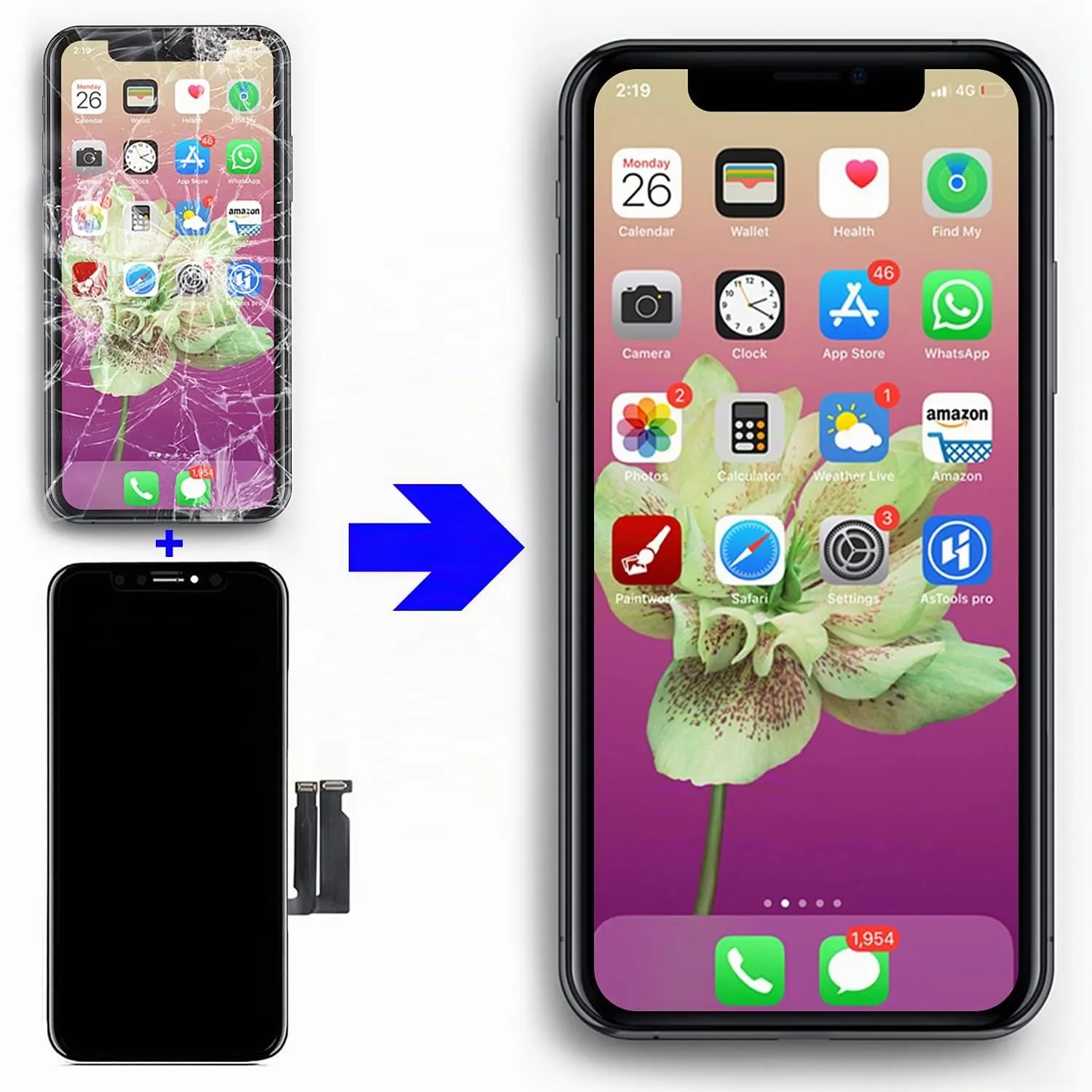 Brinonac LCD Display Digitizer Replacement Kit for iPhone XR 6.1" - immagine 6