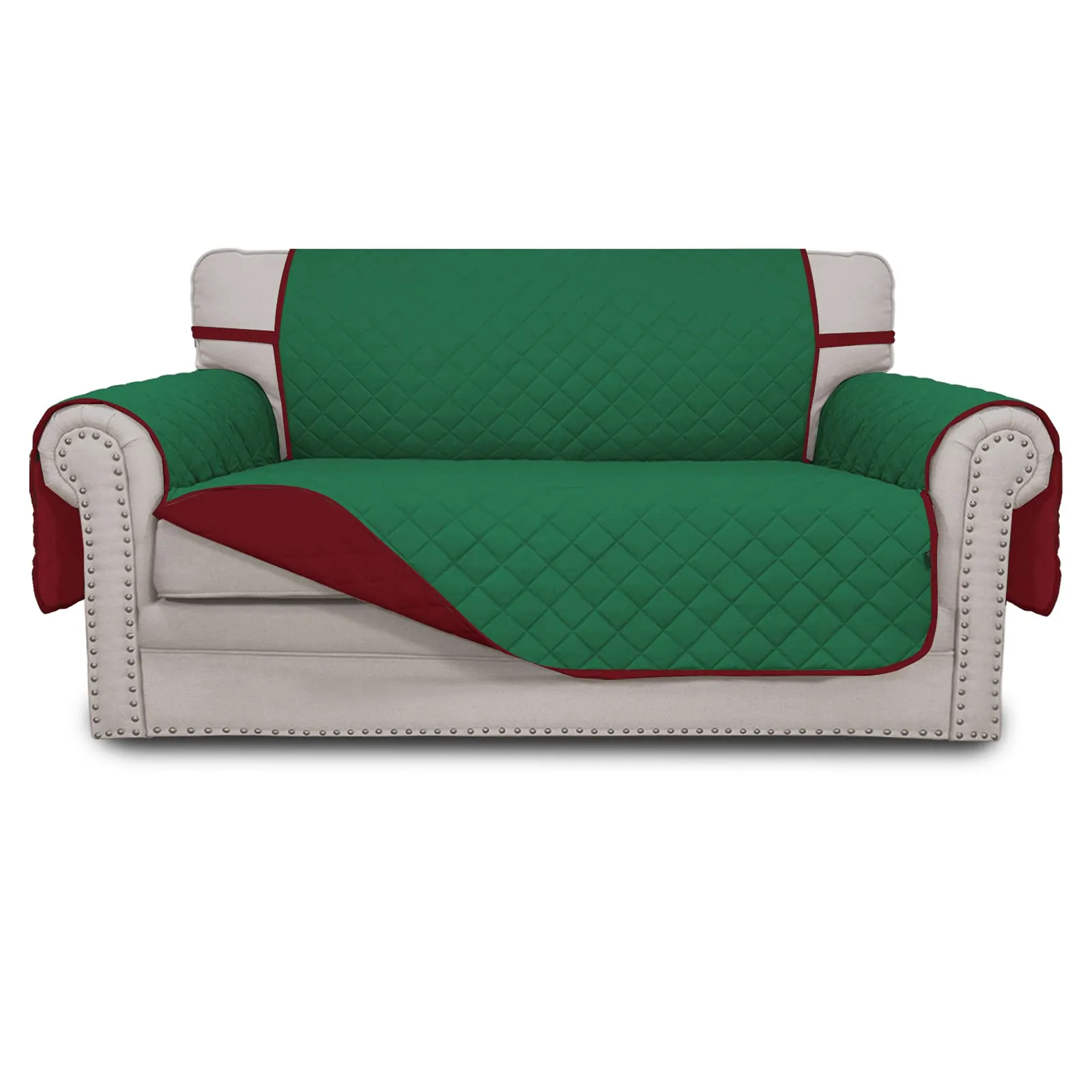 Easy-Going Fodera Reversibile per Divano Loveseat, Protezione per Mobili Resistente all'Acqua con Stecche in Schiuma e Cinghie Elastiche - immagine 1