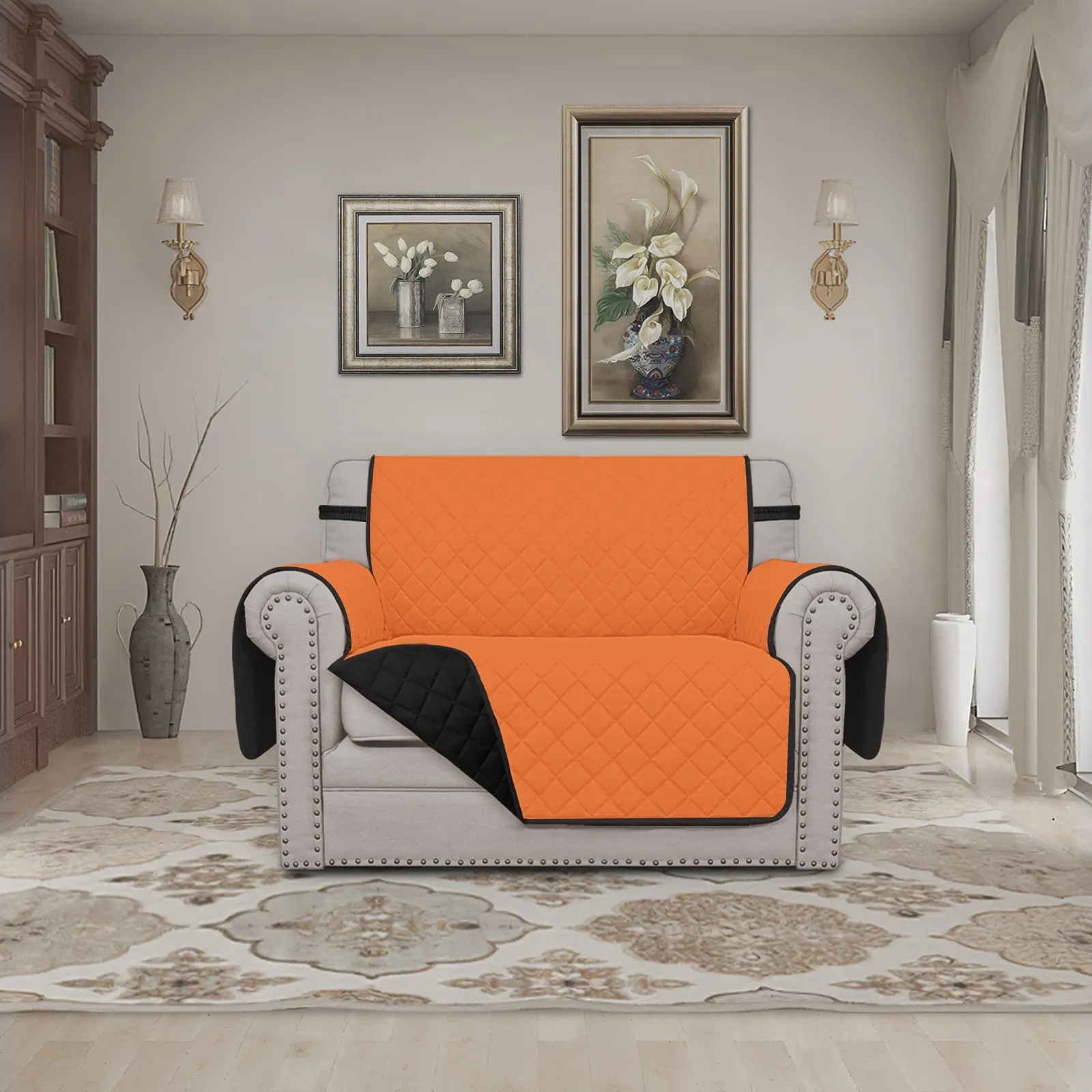 Easy-Going Fodera per Poltrona Oversize Reversibile e Impermeabile per Animali Domestici, Arancione/Nero - immagine 2
