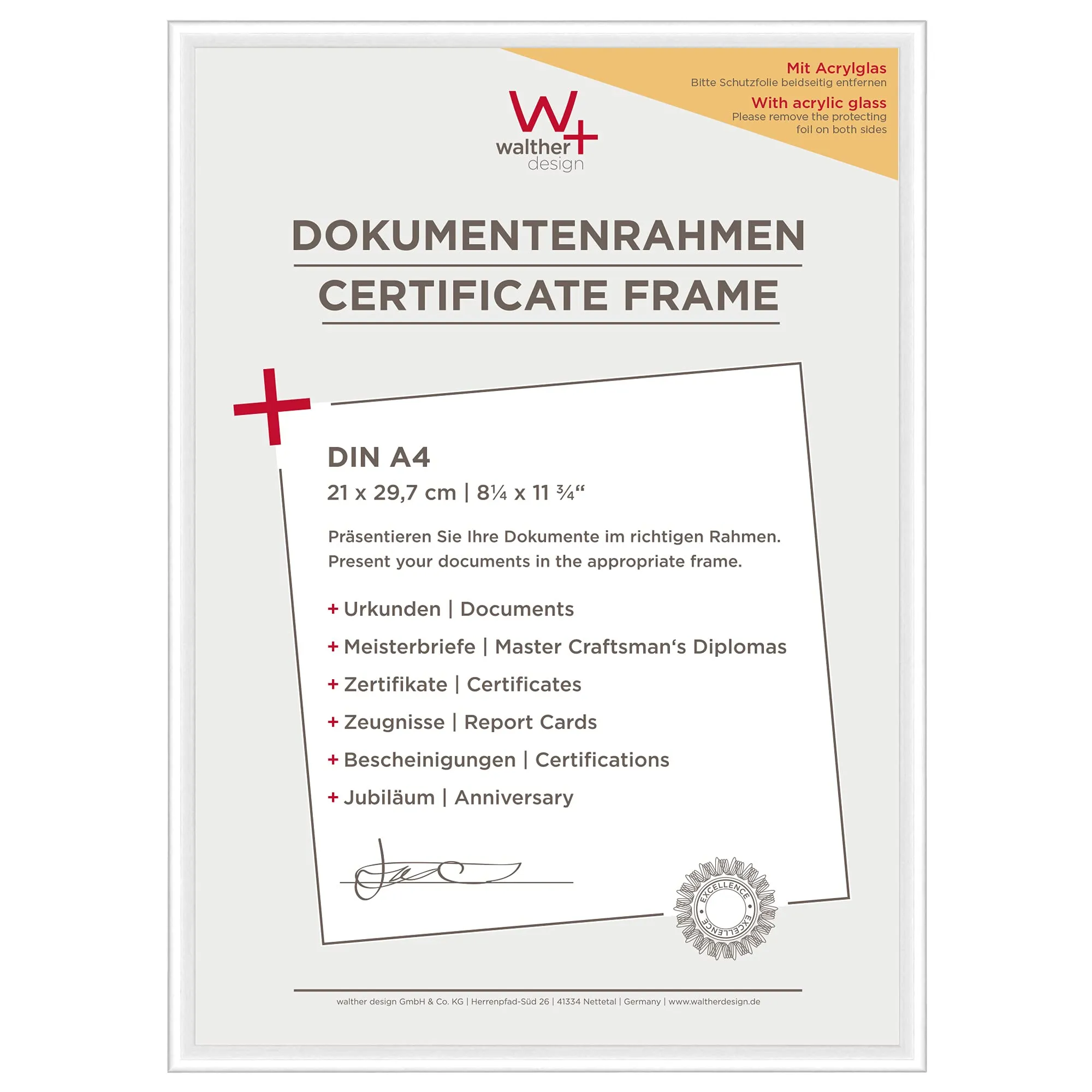 walther design New Lifestyle Picture Frame, DIN A4 (21 x 29.7 cm), White, Plastic, KVX130W - immagine 1