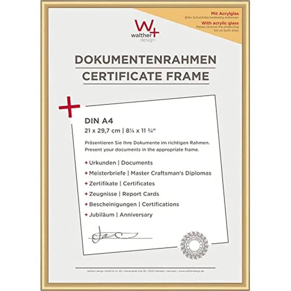 walther design New Lifestyle Plastic Frame, Gold, 21 x 29.7 cm (DIN A4), KVX130G - immagine 1