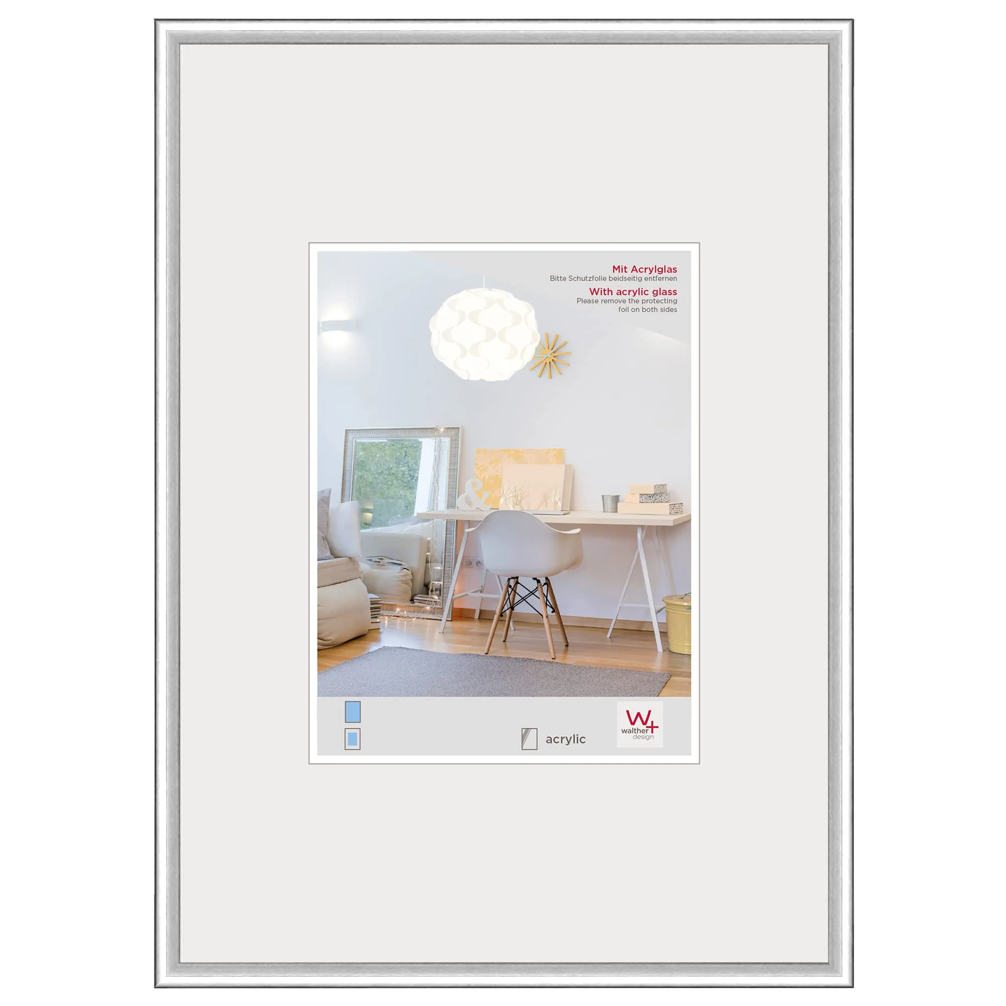 walther design New Lifestyle Cornice in Plastica Argento 60 x 80 cm KVX080S - immagine 1